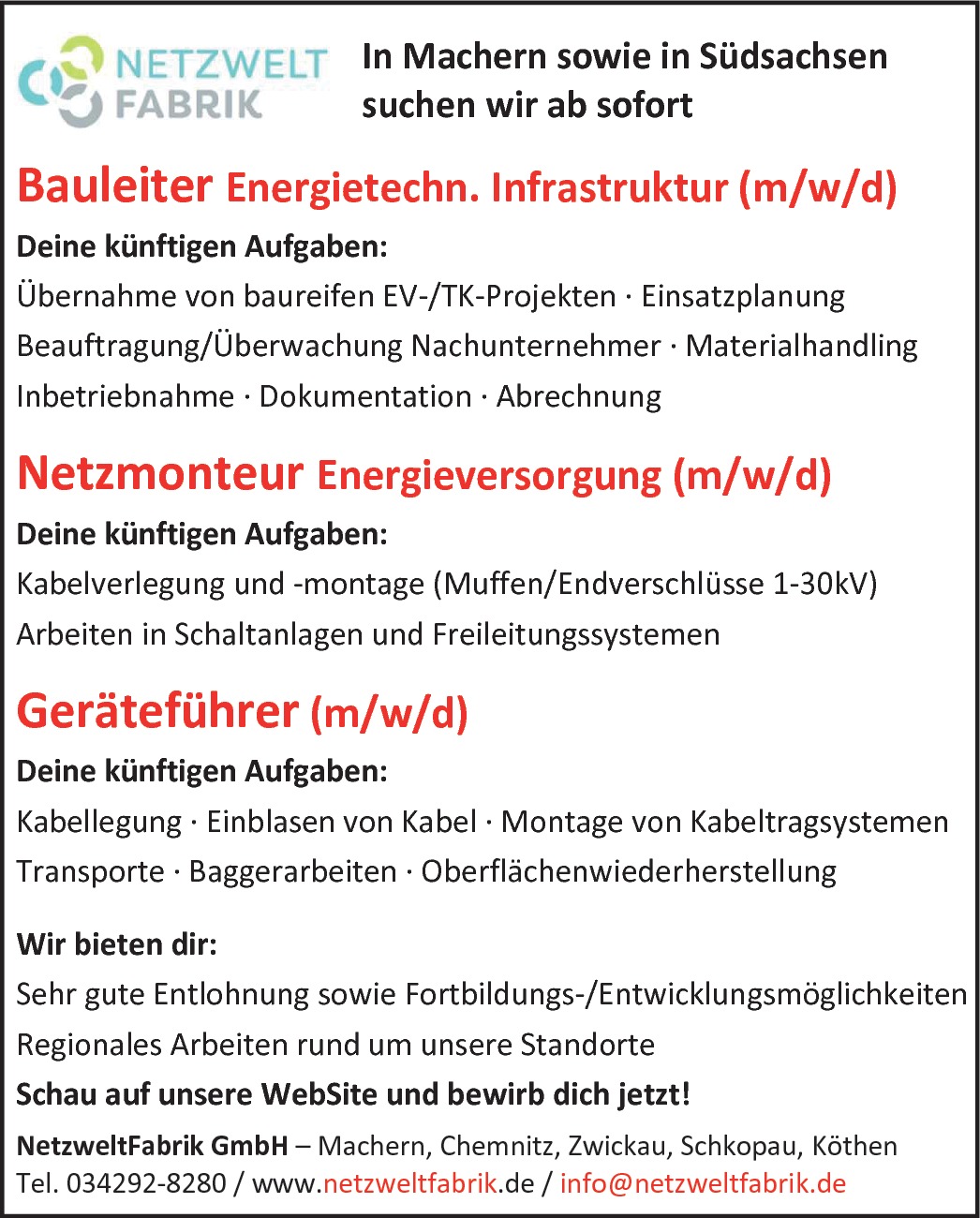 Bauleiter Energietechn. Infrastruktur (m/w/d)