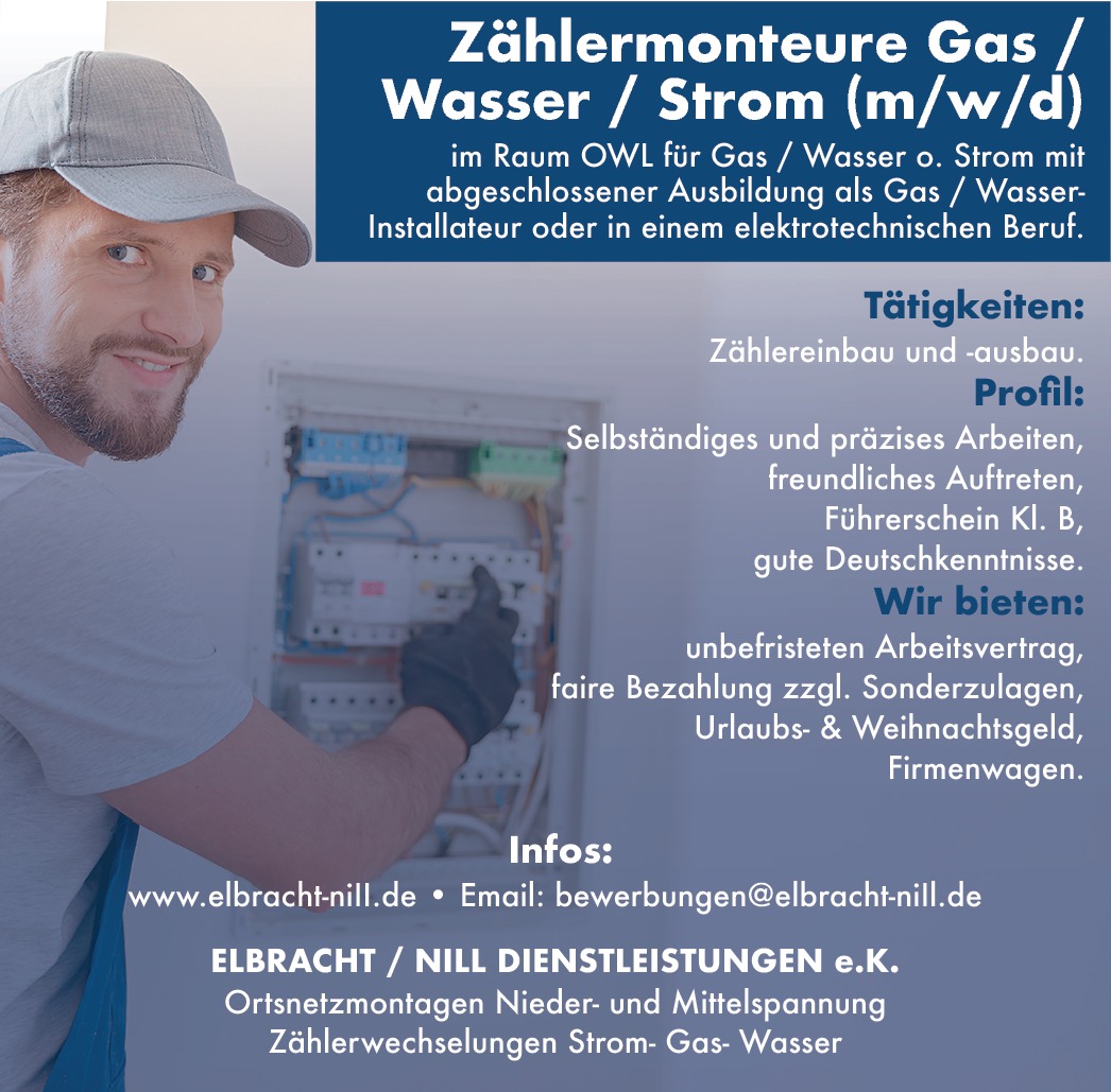Zählermonteure Gas / Wasser / Strom (m/w/d)