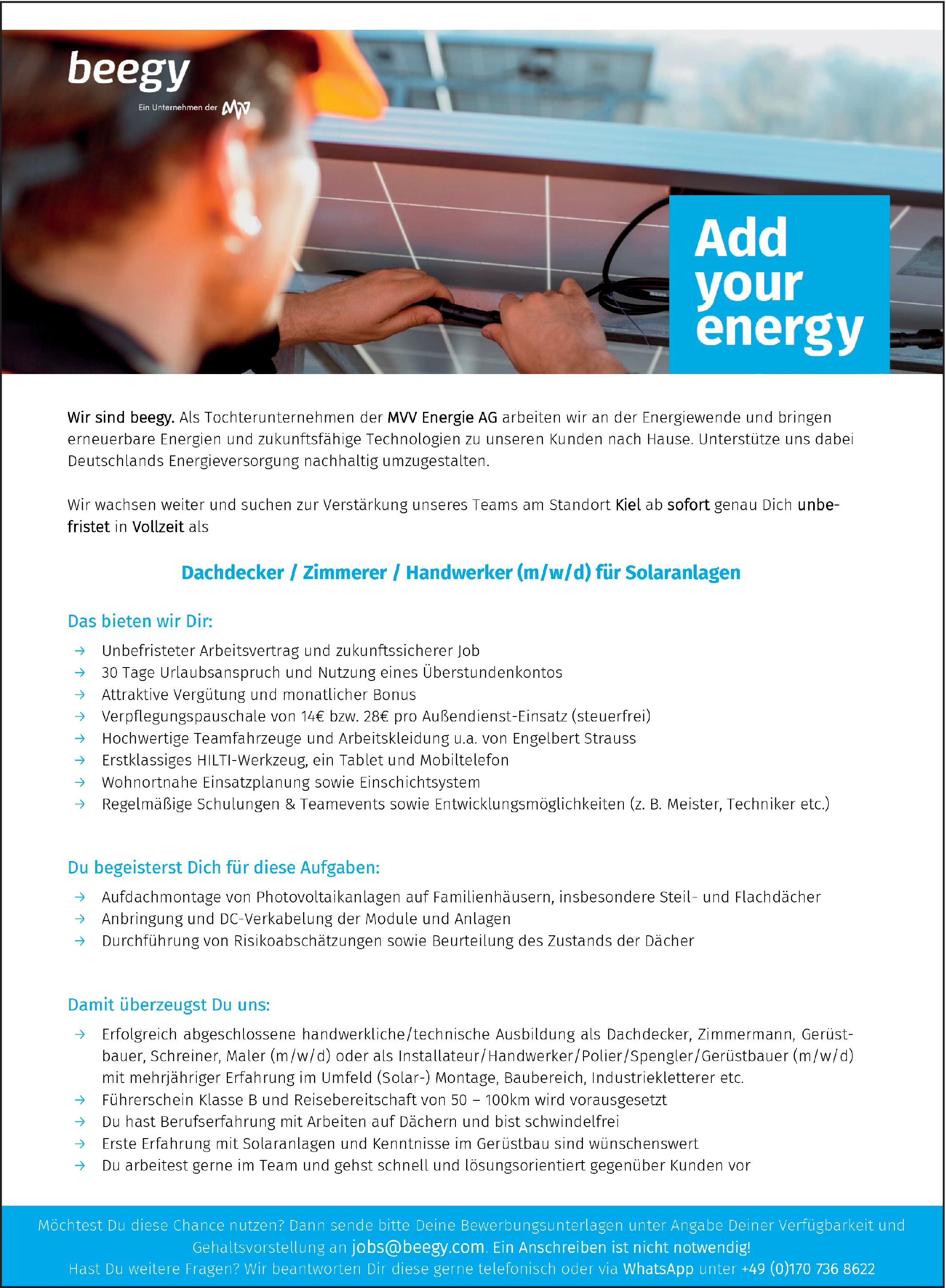 Handwerker (m/w/d) für Solaranlagen