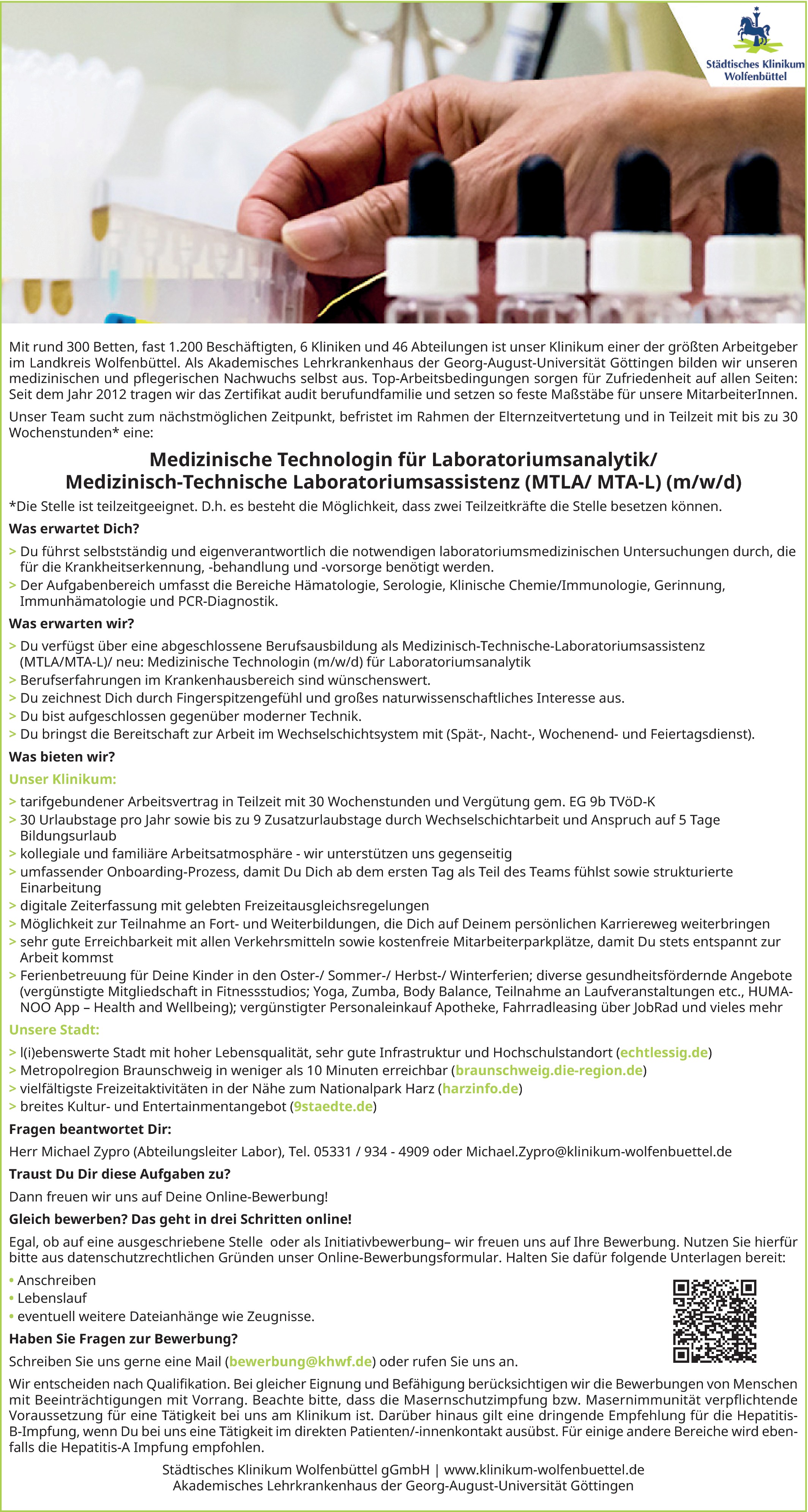 Medizinisch-Technische-Laborassistent MTLA/ MTA-L m/w/d