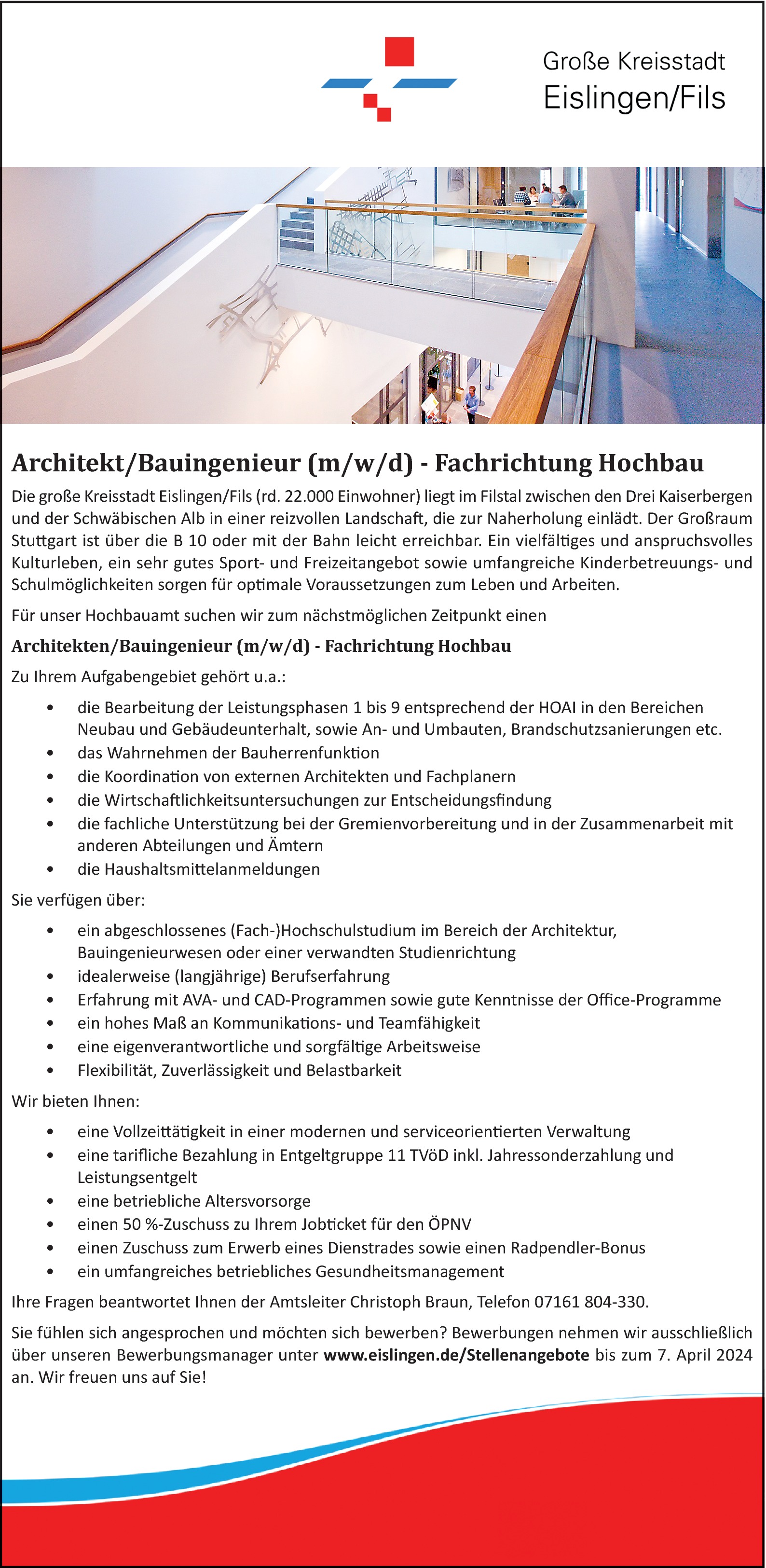 Bauingenieur/in (FS) - Hochbau