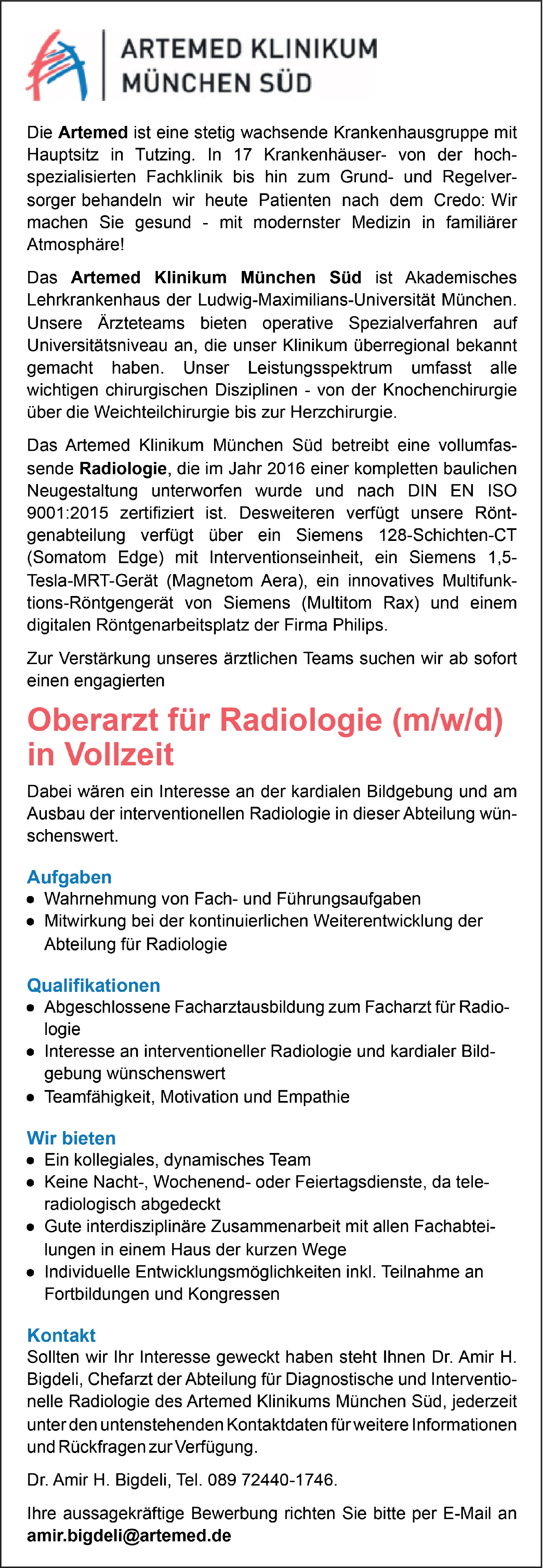 Oberarzt Radiologie m/w/d