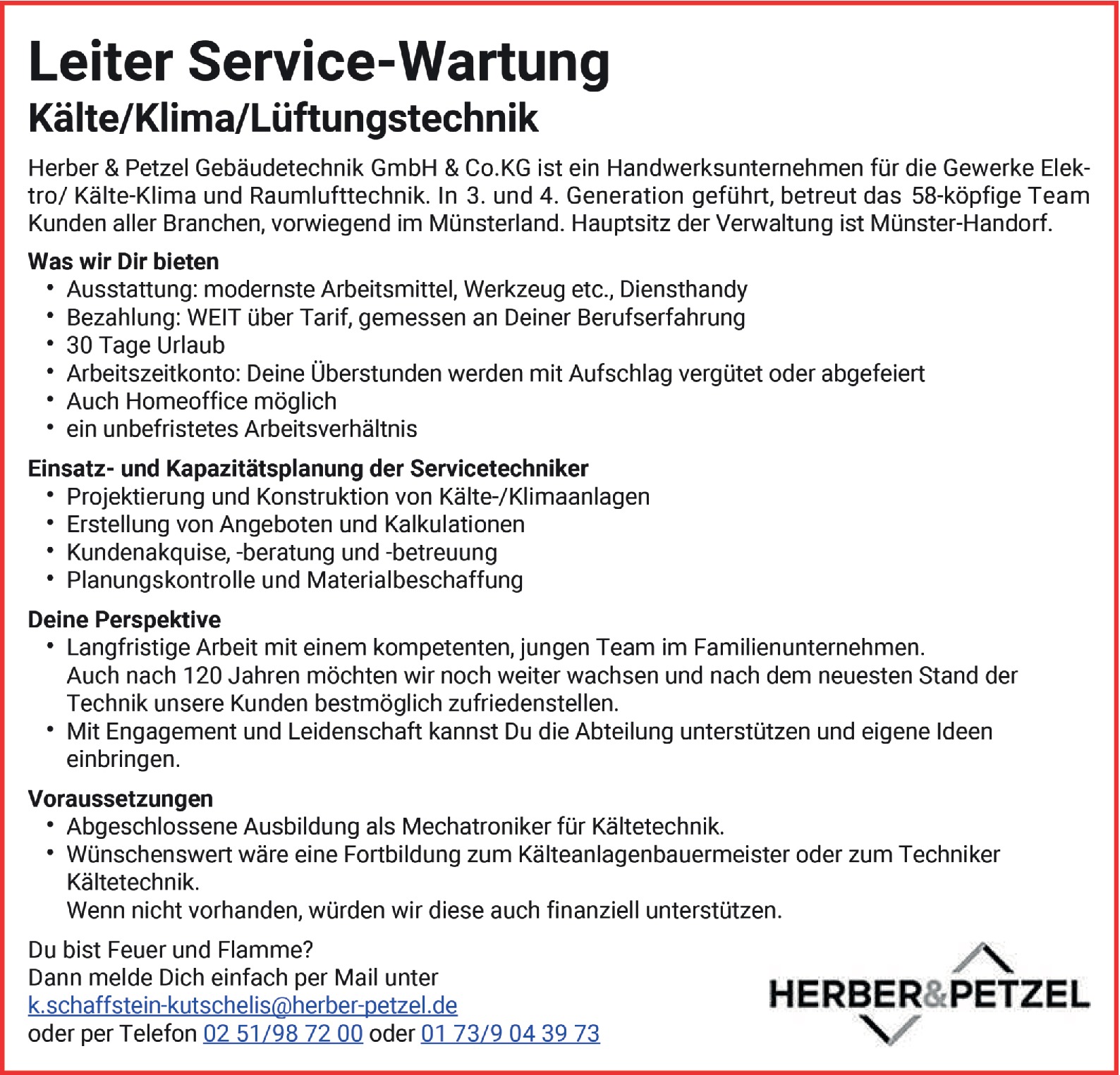 Leiter m/w/d Service-Wartung