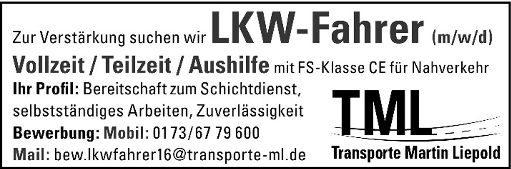 LKW-Fahrer m/w/d 