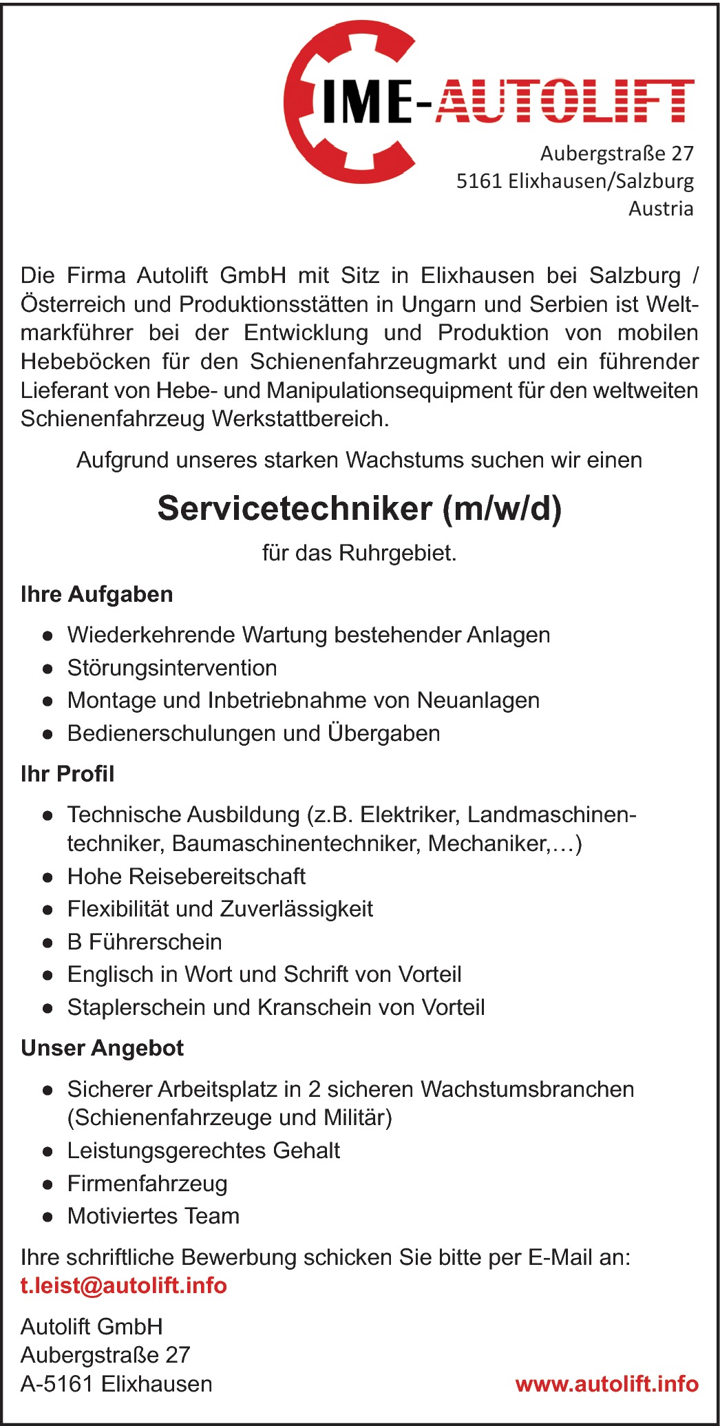 Servicetechniker m/w/d
