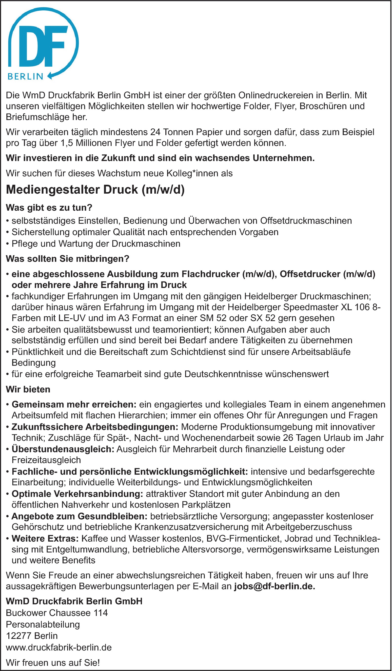  Mediengestalter Druck (m⁠/⁠w⁠/⁠d)