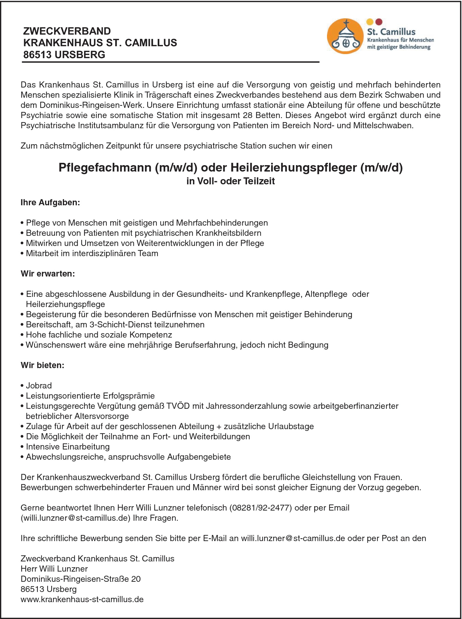 Gesundheits- und Krankenpfleger (m/w/d)