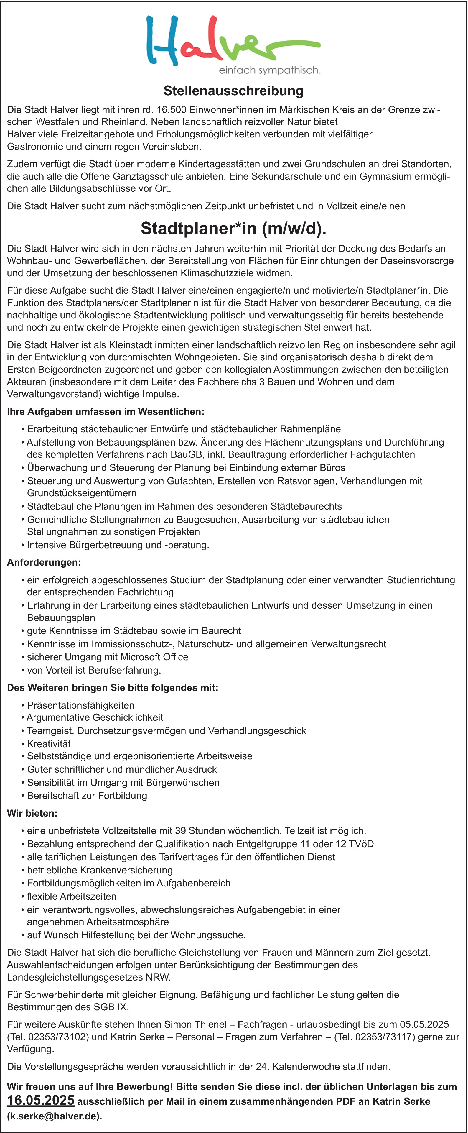 Stadtplaner/in öffentlicher Dienst Nordrhein-Westfalen
