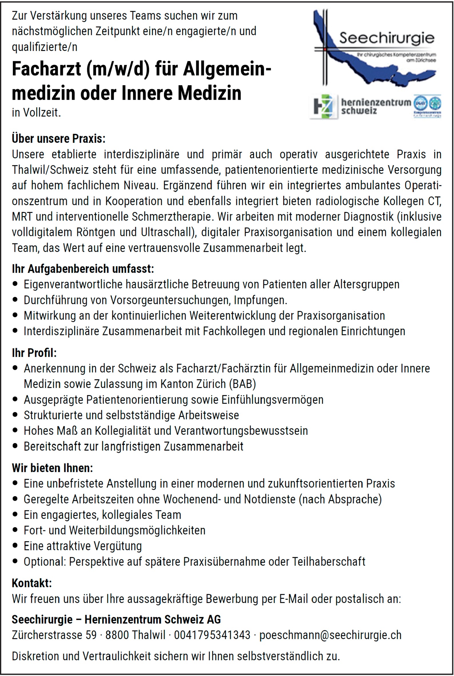 Facharzt für Innere Medizin m/w/d