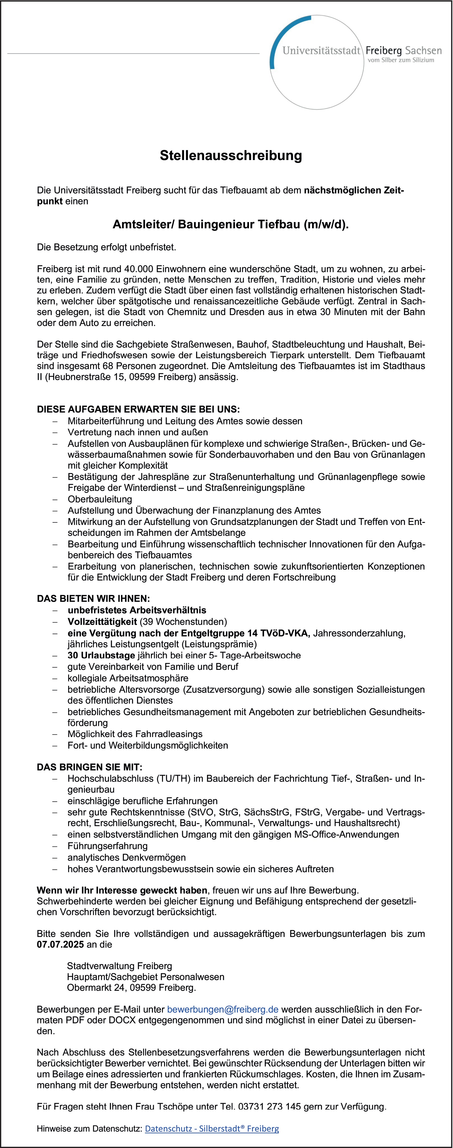Tiefbauingenieur/in