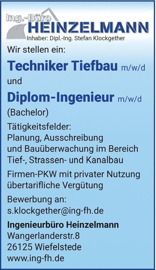 Techniker m/w/d Tiefbau