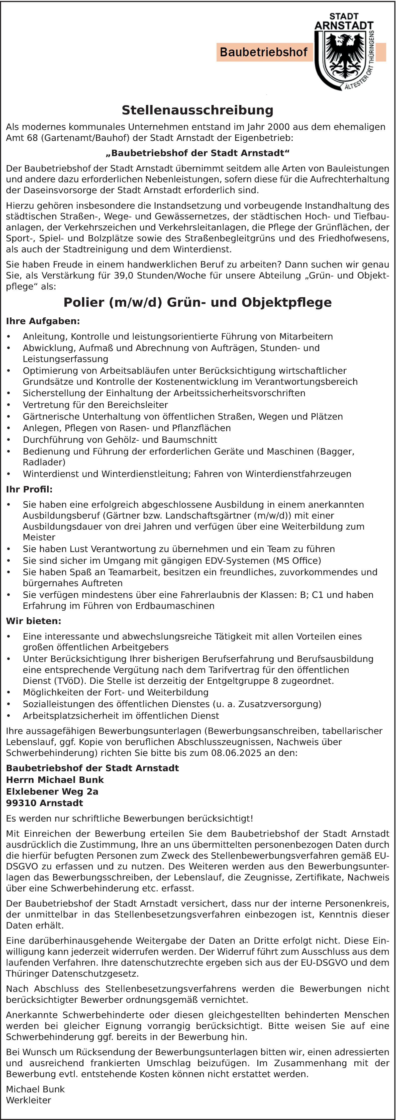 Polier - Grün- und Objektpflege m/w/d