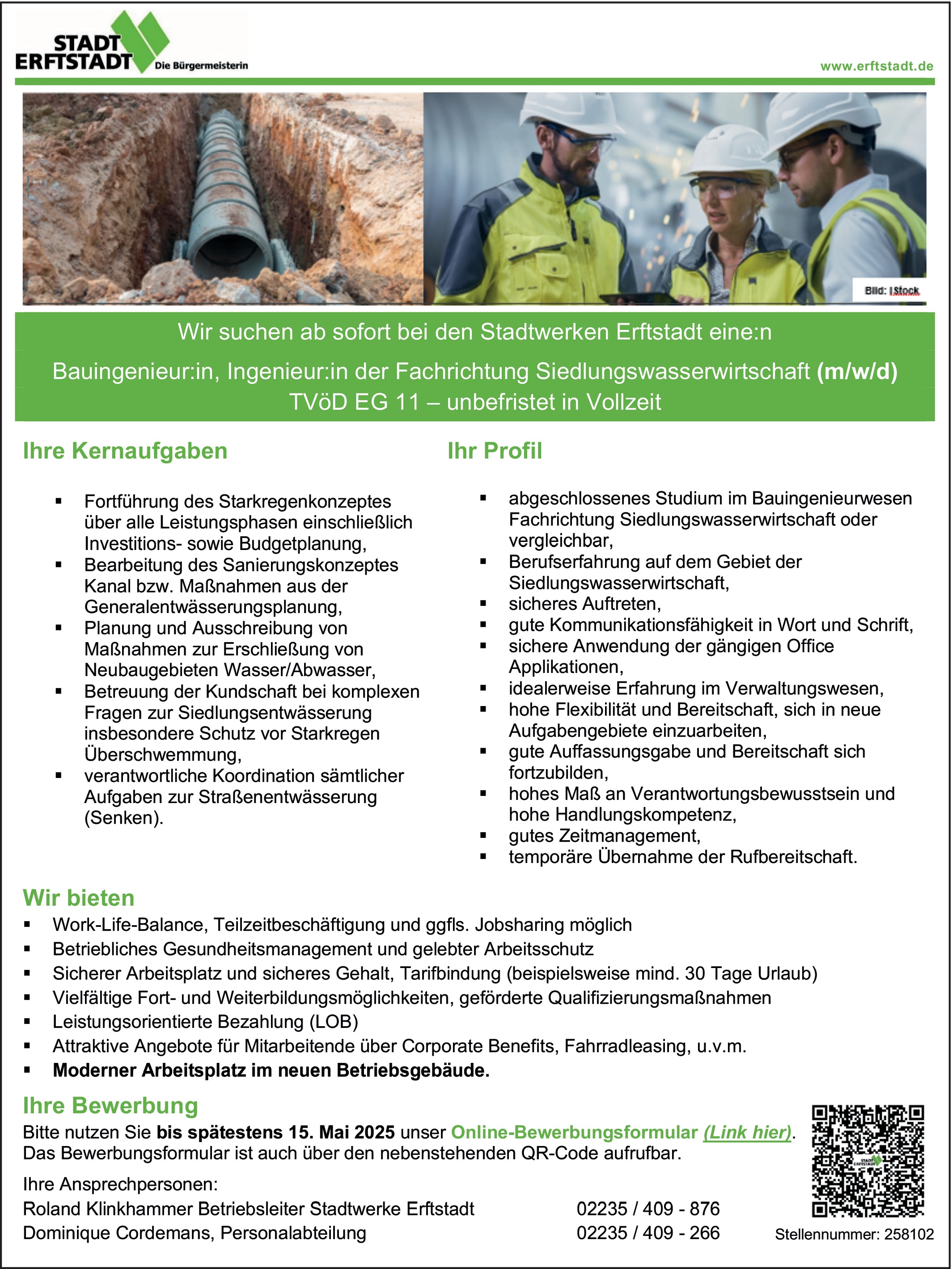 Bauingenieur Fachrichtung Siedlungswasserwirtschaft (m/w/d)
