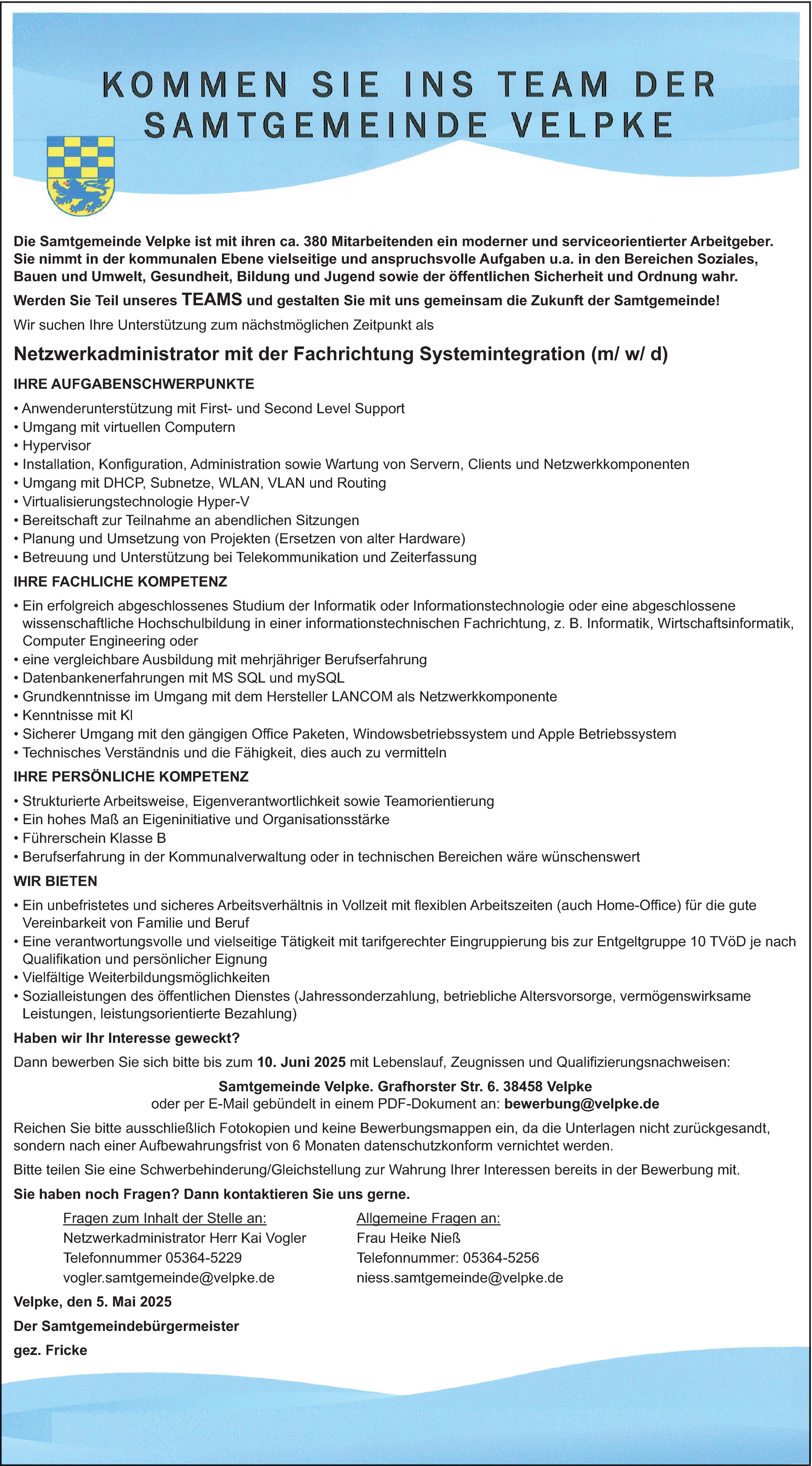Netzwerkadministrator Systemintegration (m/w/d)