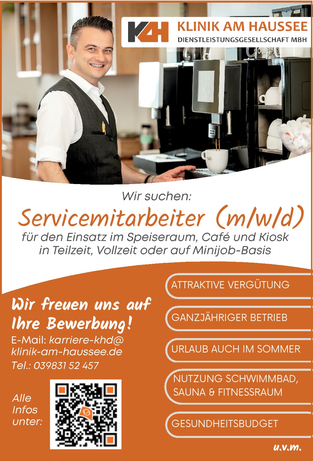 Servicemitarbeiter m/w/d Speiseraum, Café, Kiosk	