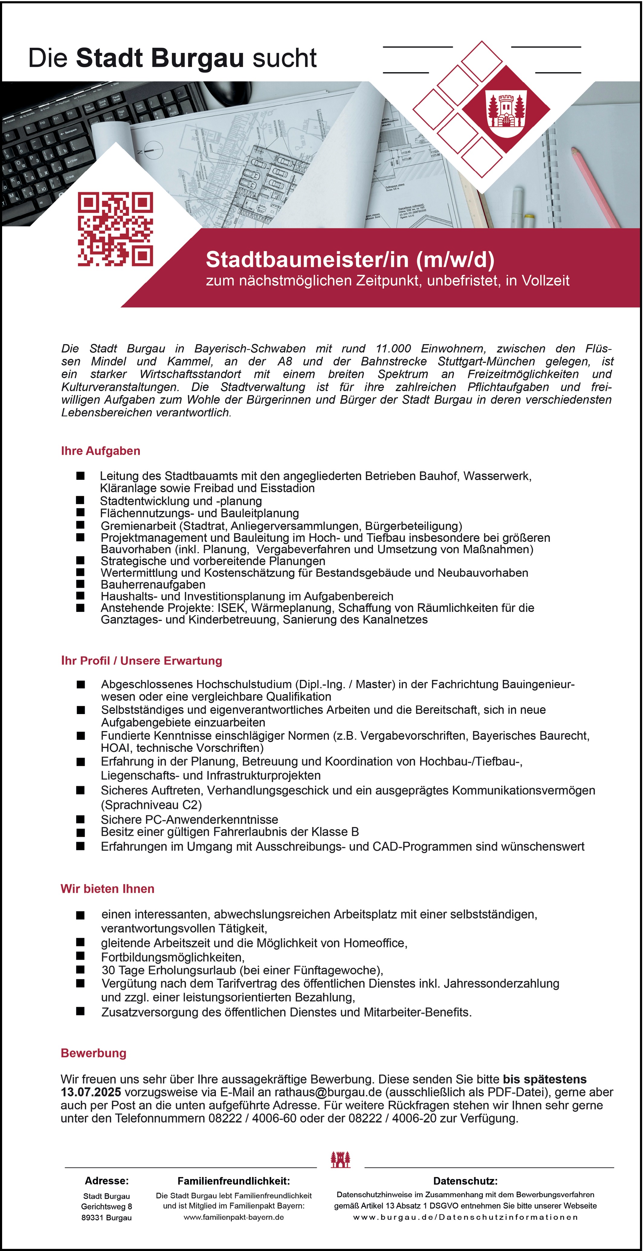 Stadtbaumeister / Bauingenieur (m/w/d)