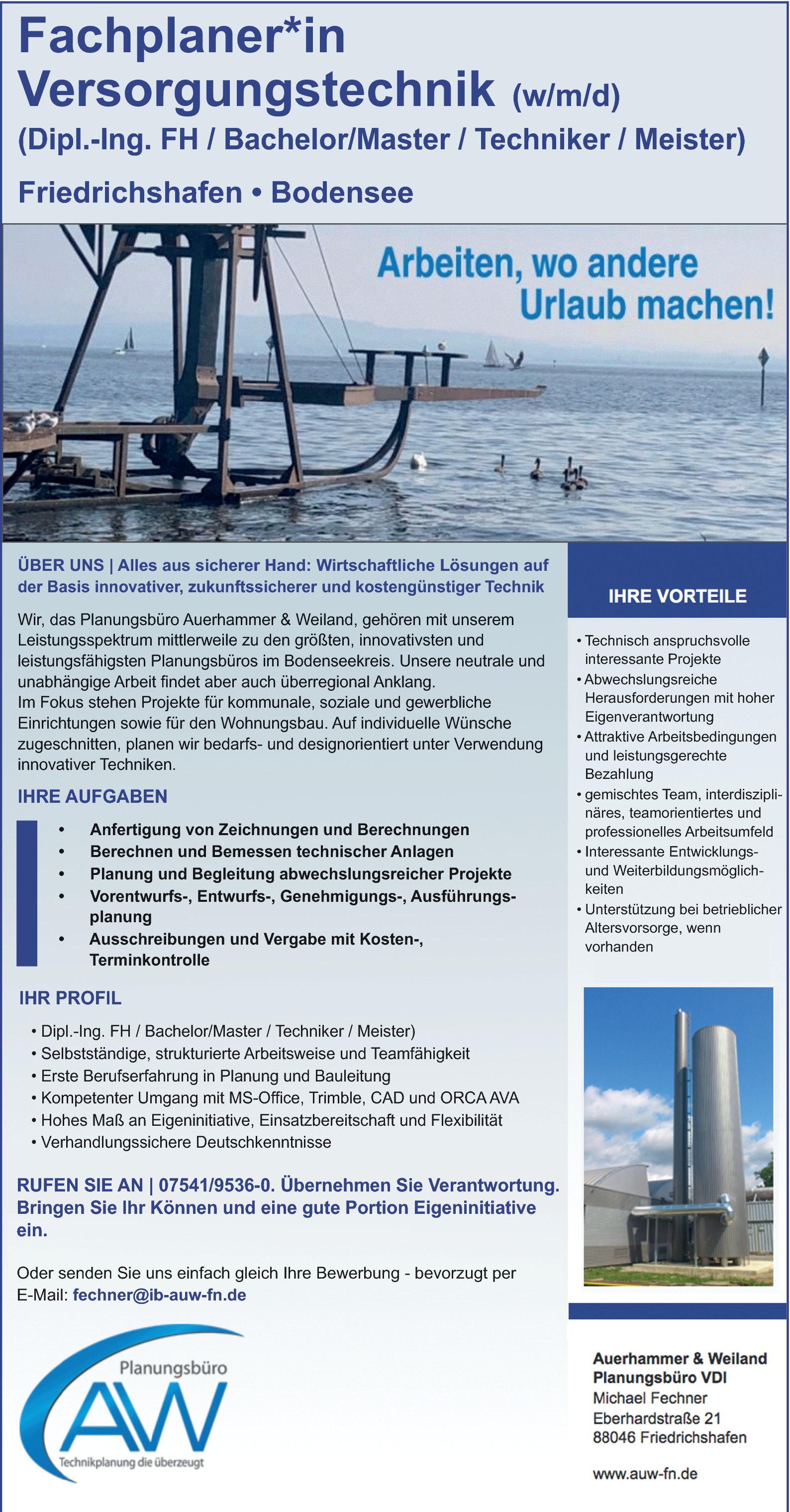 Ingenieur / Techniker / Meister Versorgungstechnik (m/w/d)
