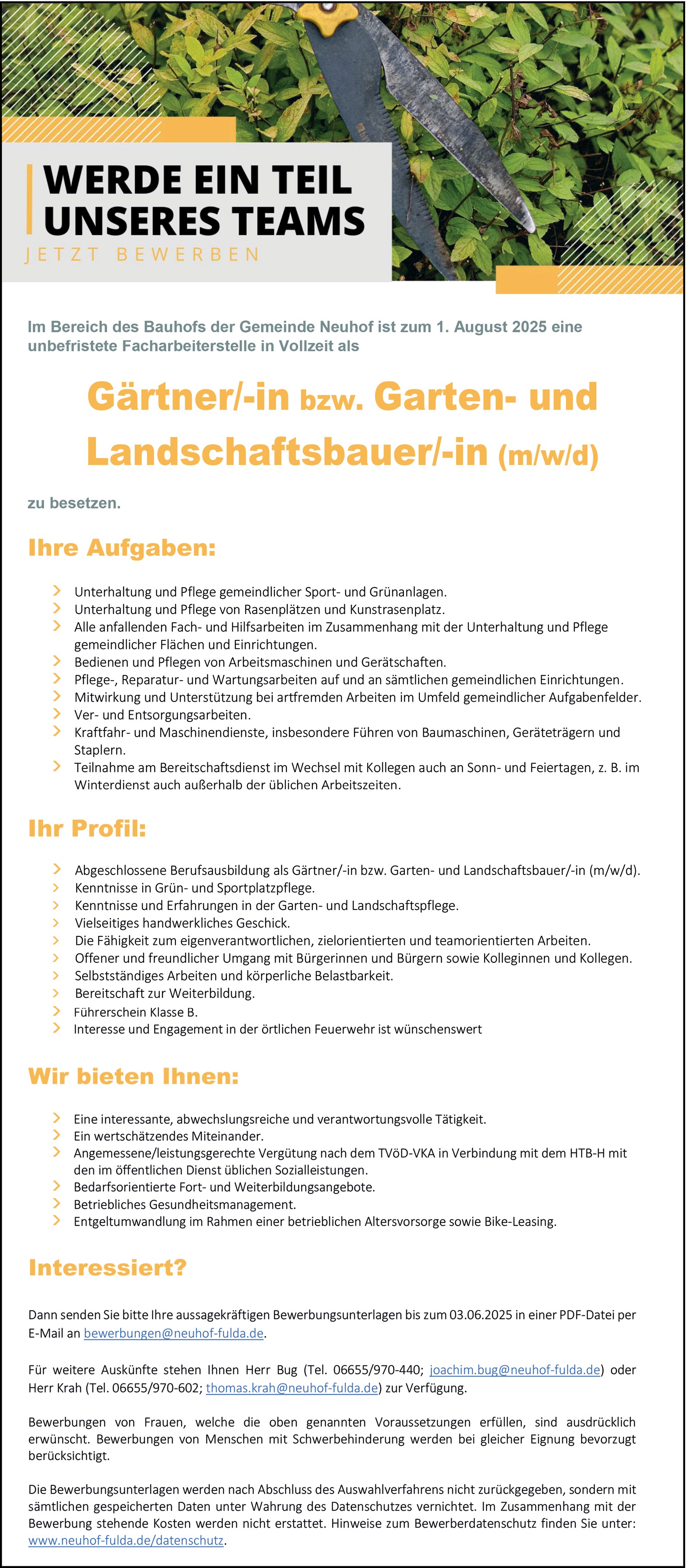 Gärtner / Garten- und Landschaftsbauer (m/w/d)