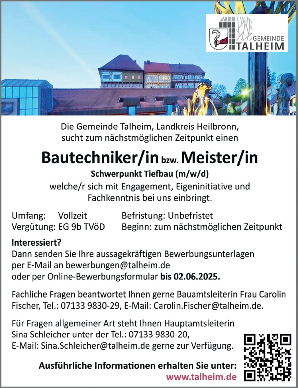  Bautechniker m/w/d Tiefbau 
