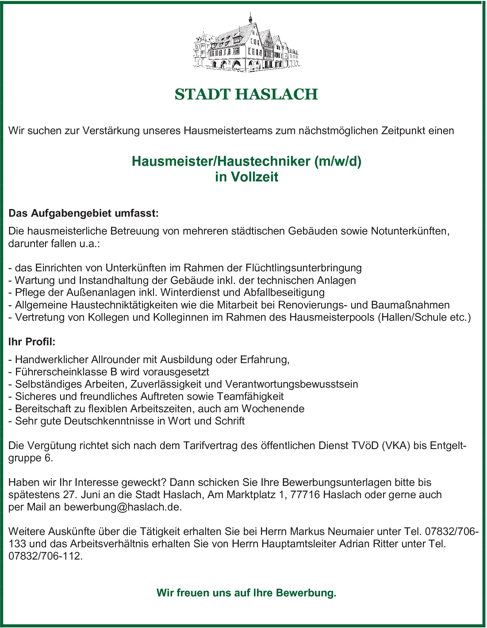 Hausmeister Haustechniker (m/w/d)