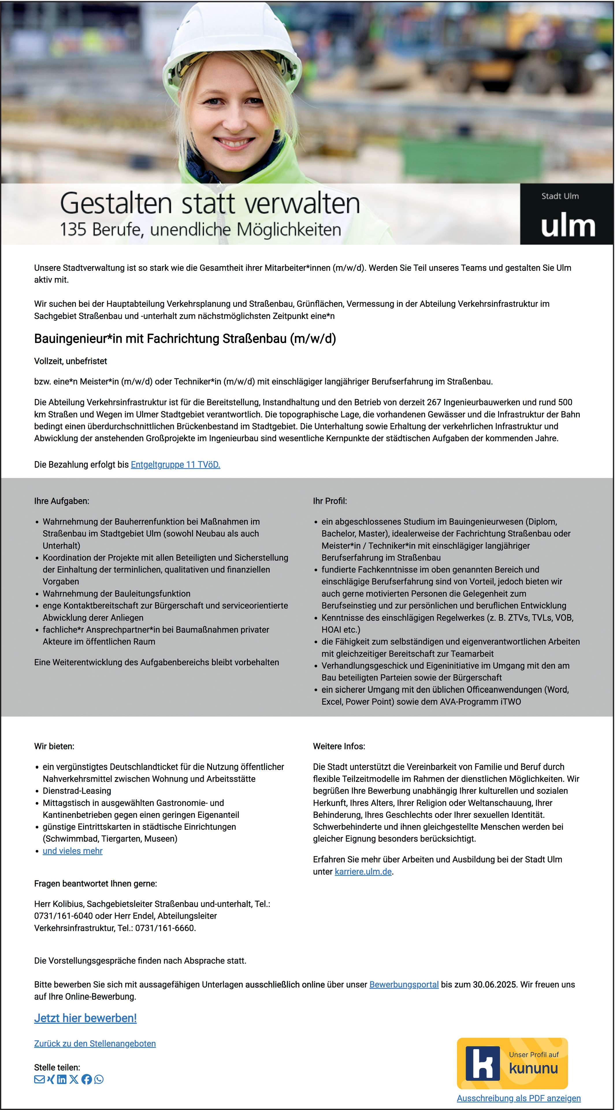 Bauingenieur Straßenbau m/w/d
