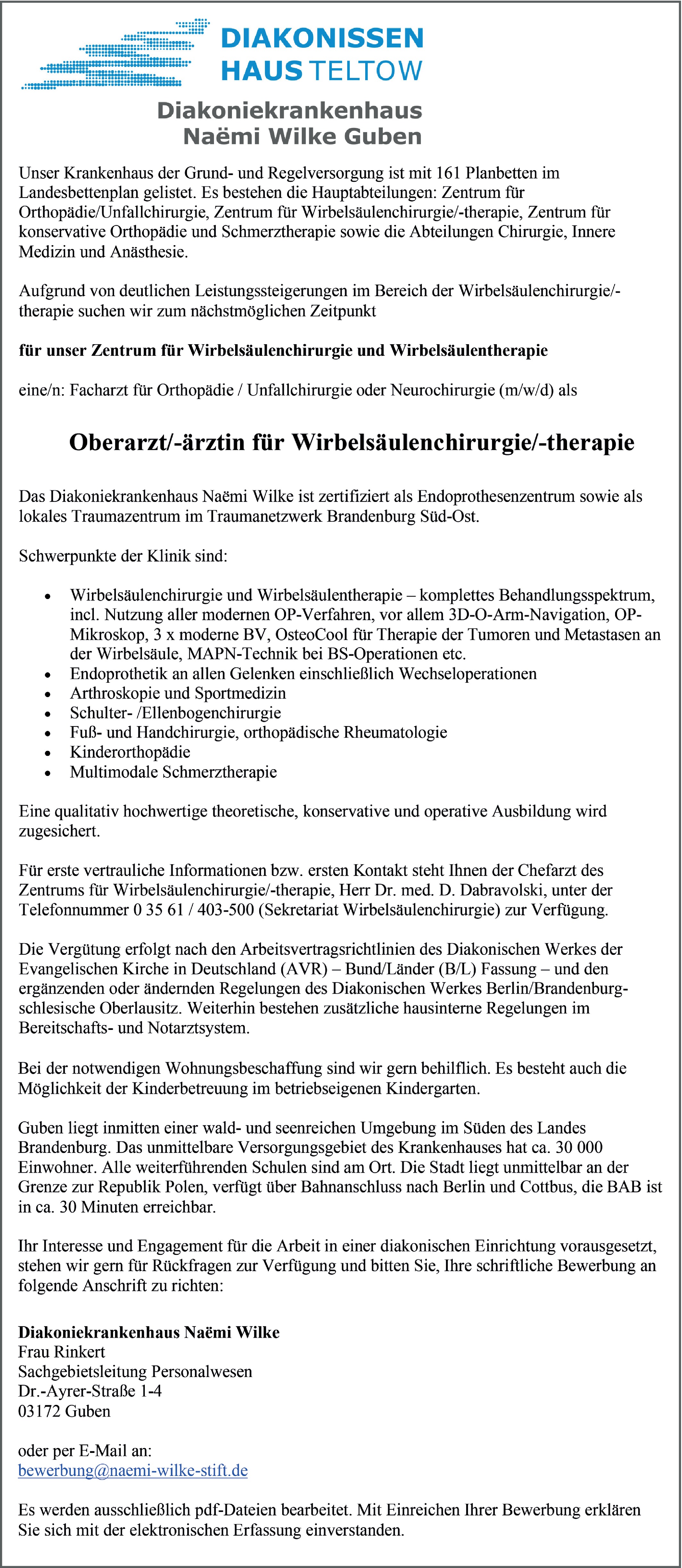Facharzt für Neurochirurgie m/w/d