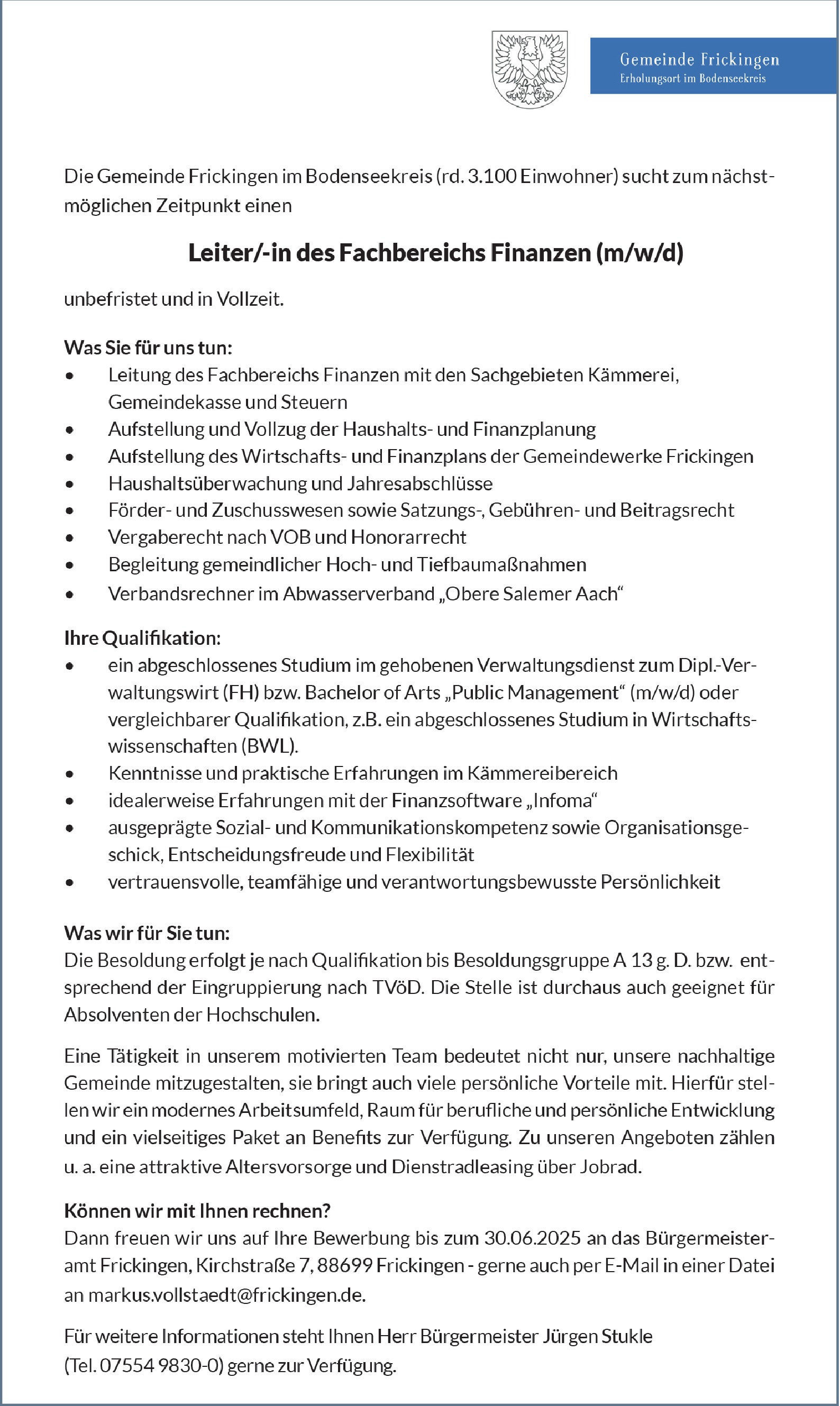 Bachelor of Arts Public Management w/m/d)