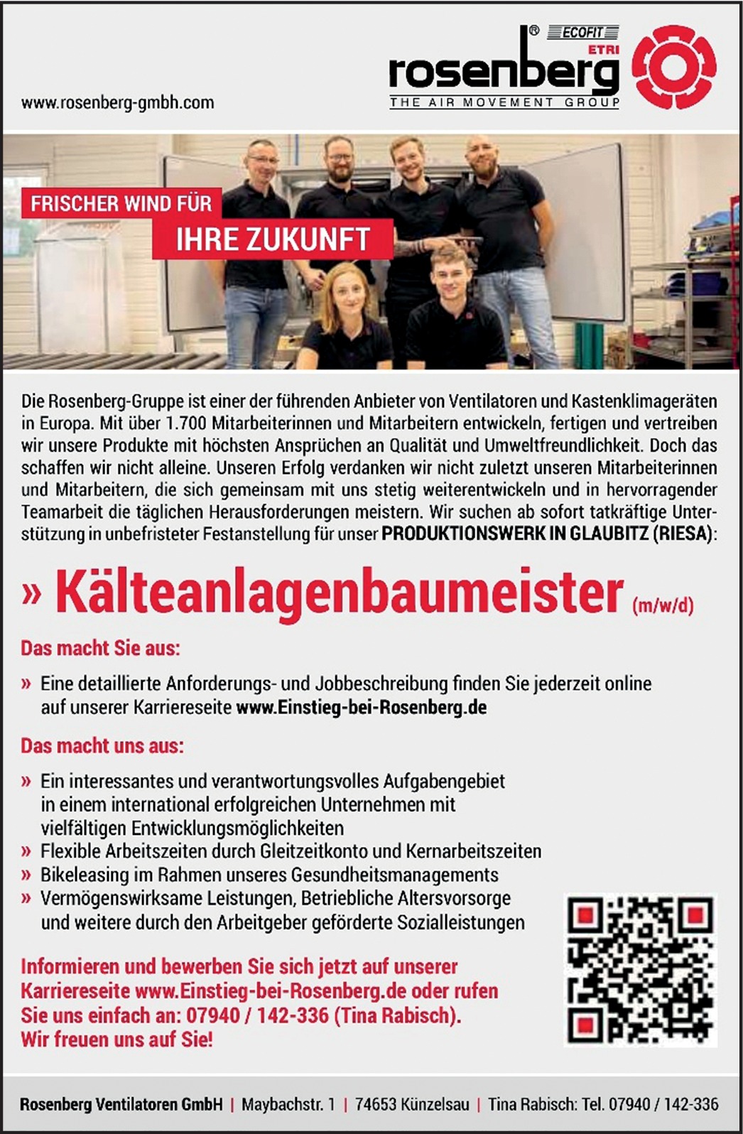 Kälteanlagenbaumeister /m/w/d