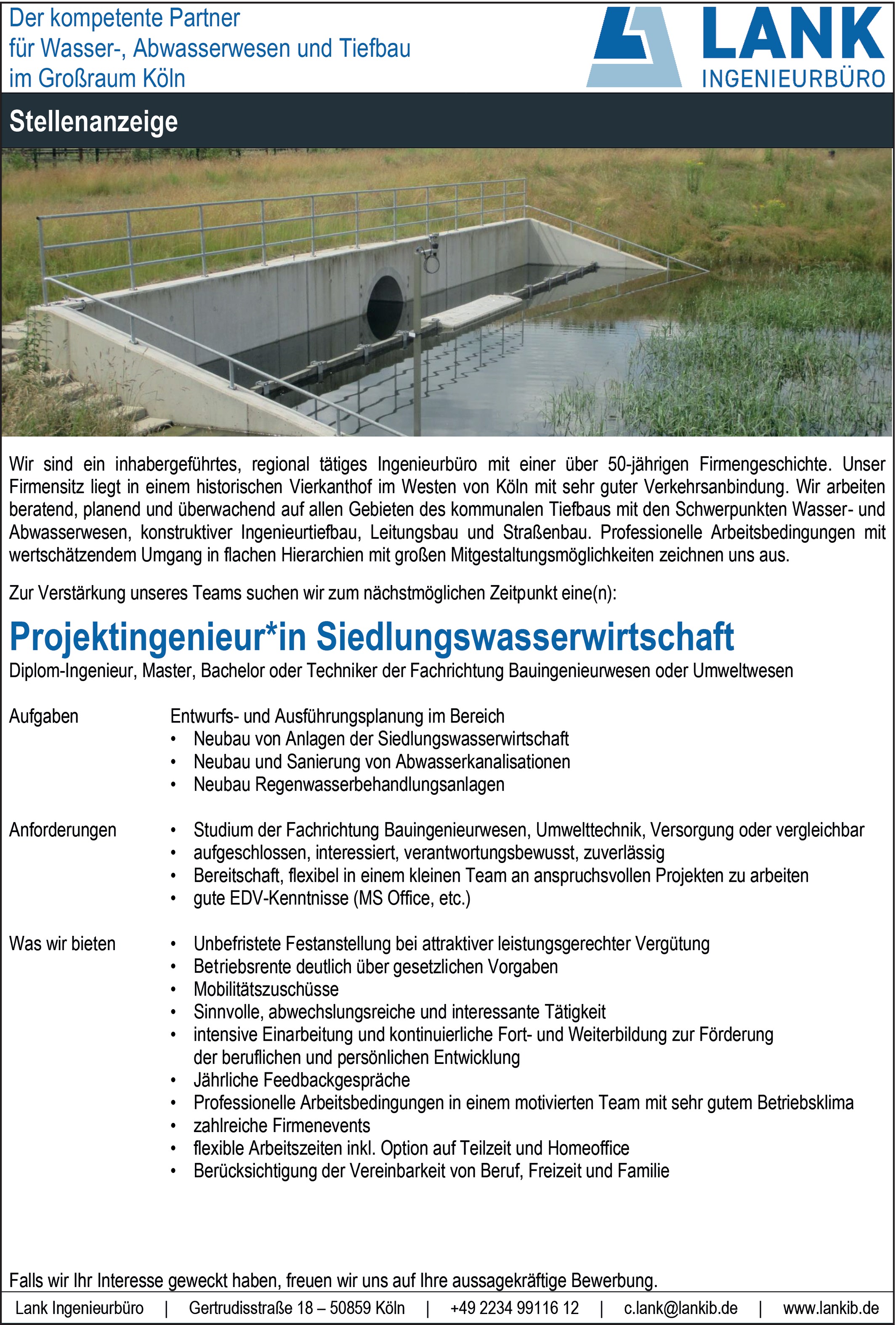 Projektingenieur Siedlungswasserwirtschaft m/w/d