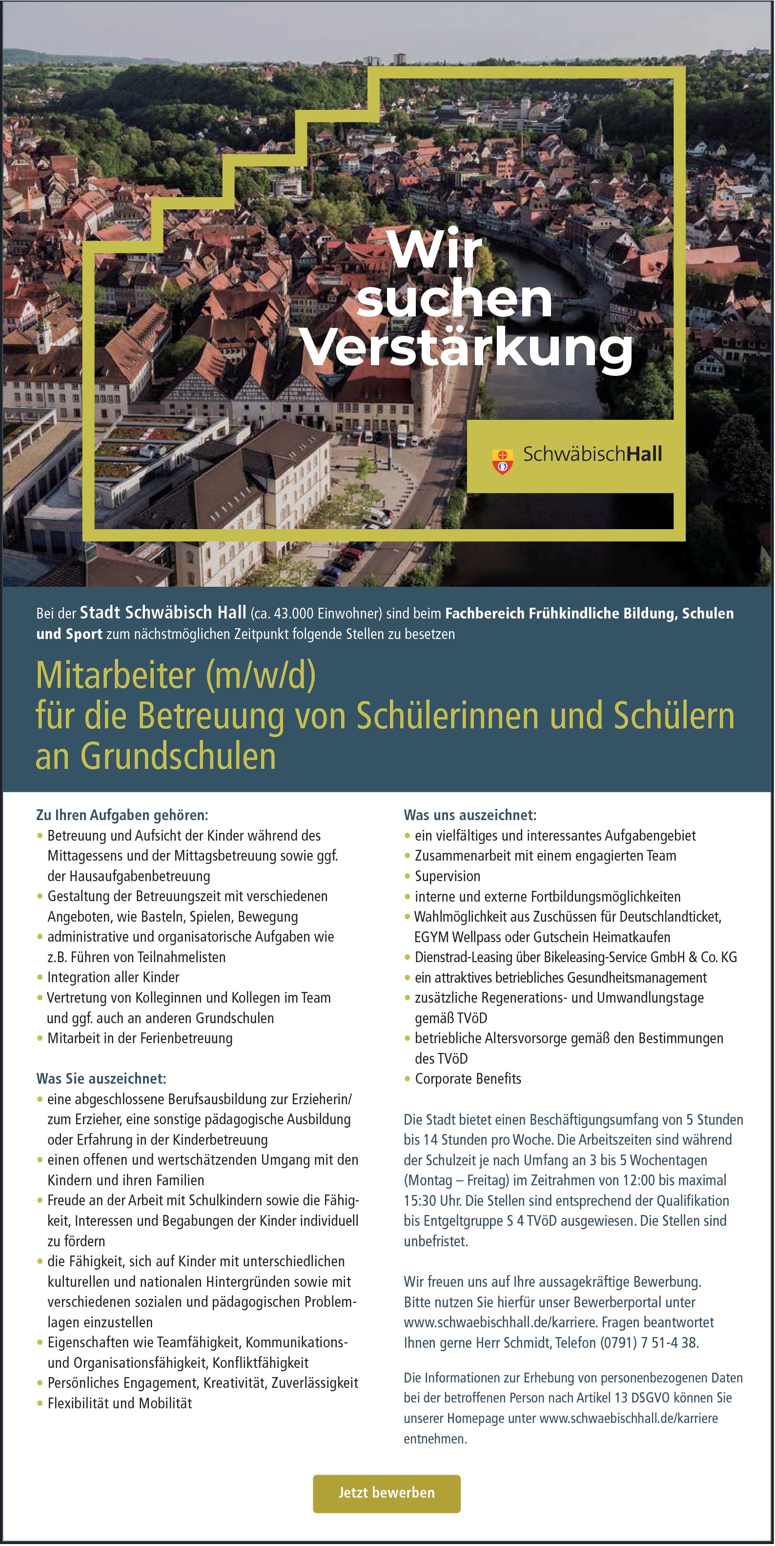 Erzieher / pädagogische Fachkraft für die Schülerbetreuung (m/w/d)