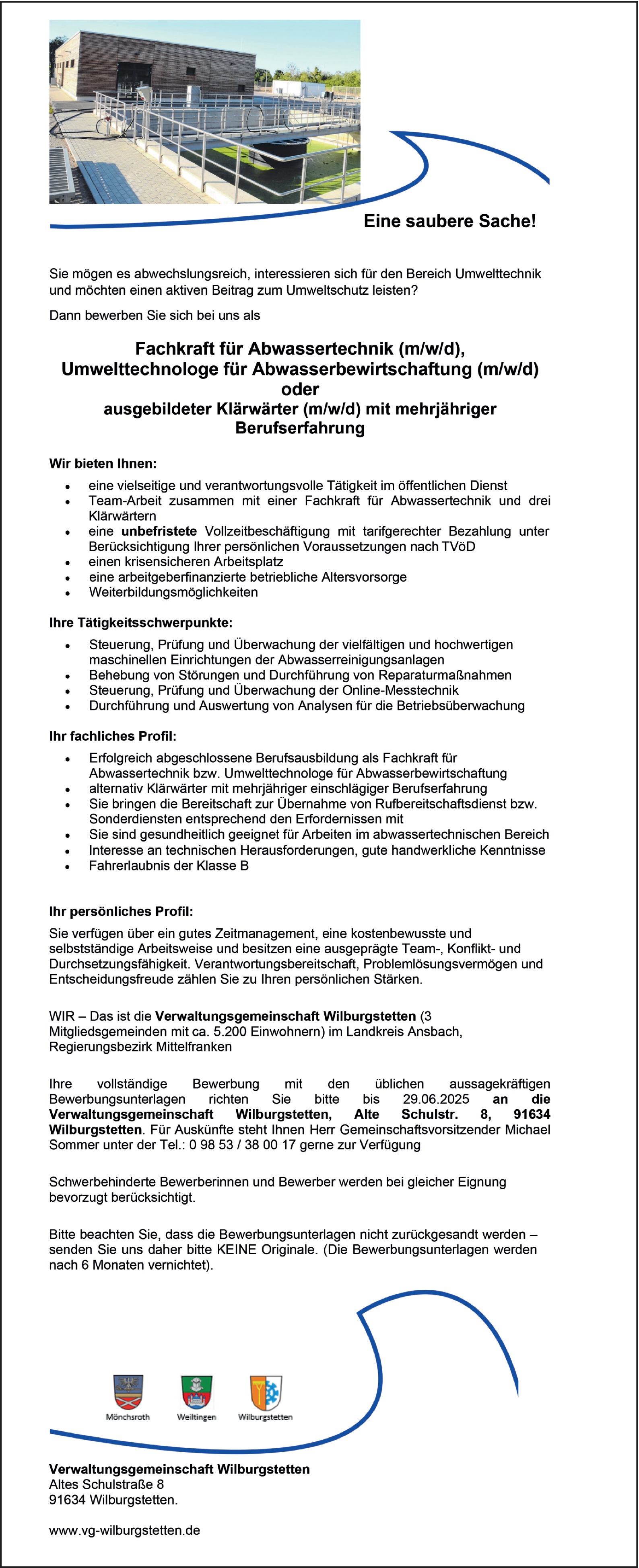 Fachkraft Abwassertechnik oder Klärwärter (m/w/d)
