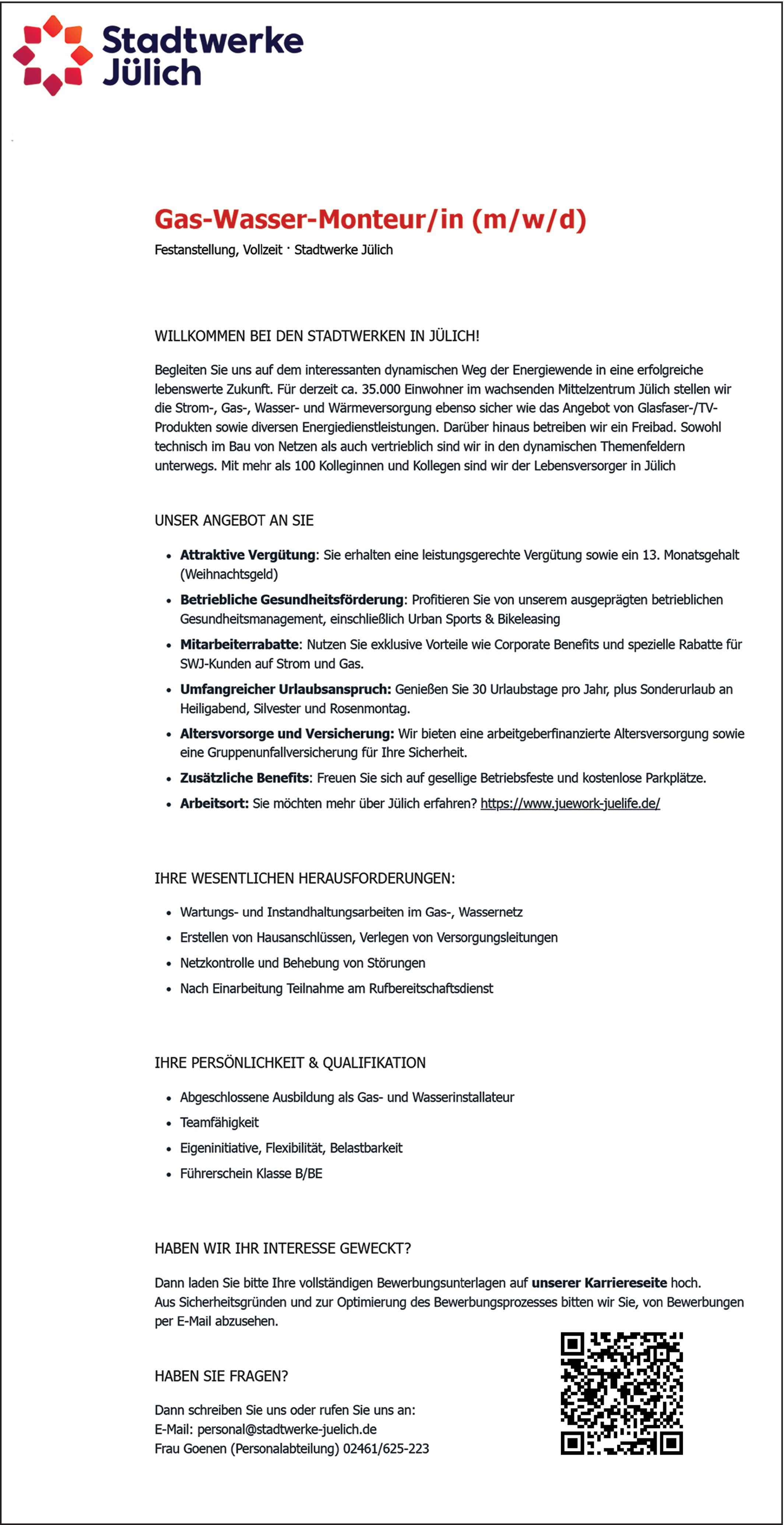 Gas-Wasser Monteur m/w/d