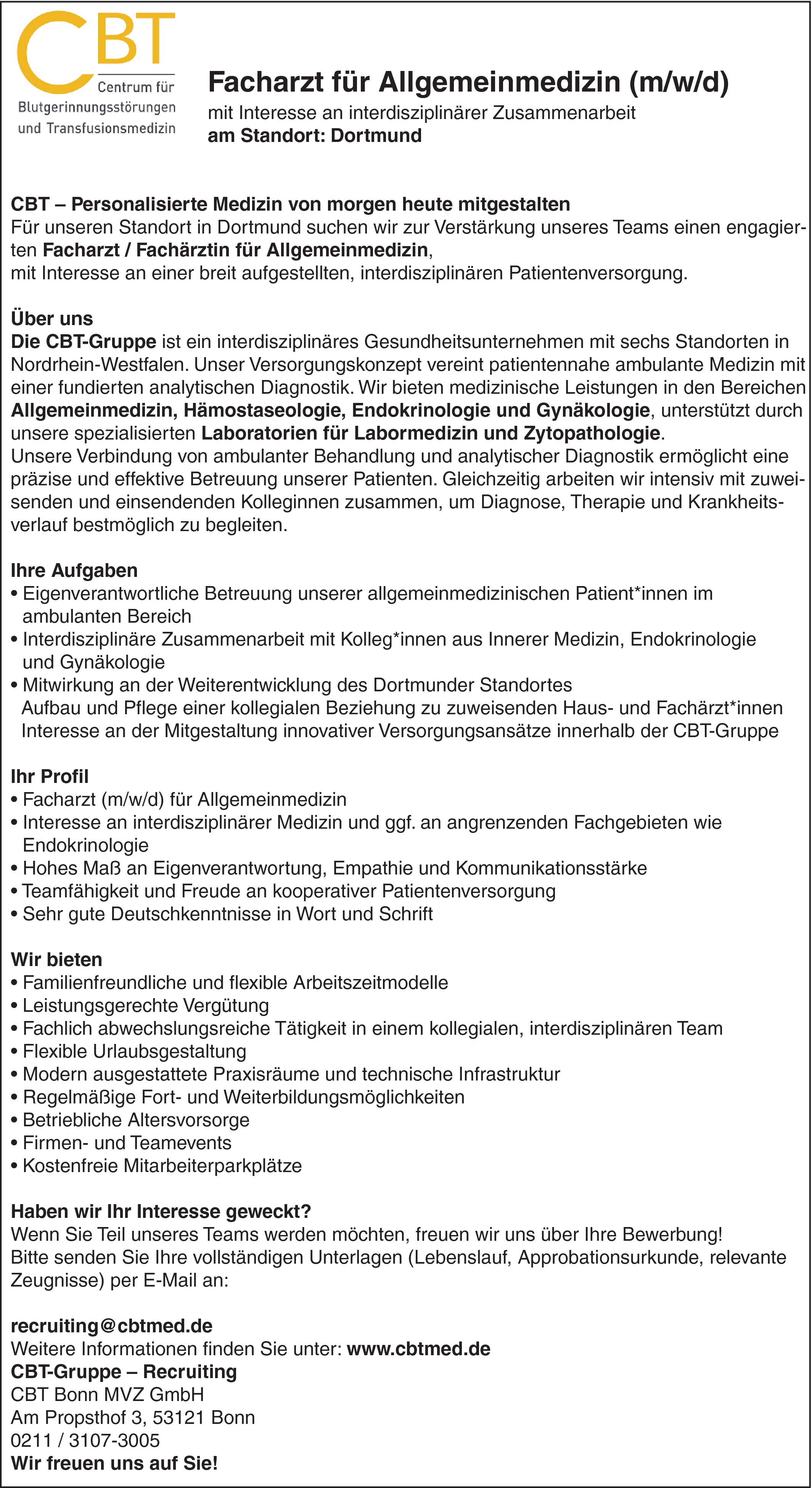 Facharzt für Allgemeinmedizin m/w/d