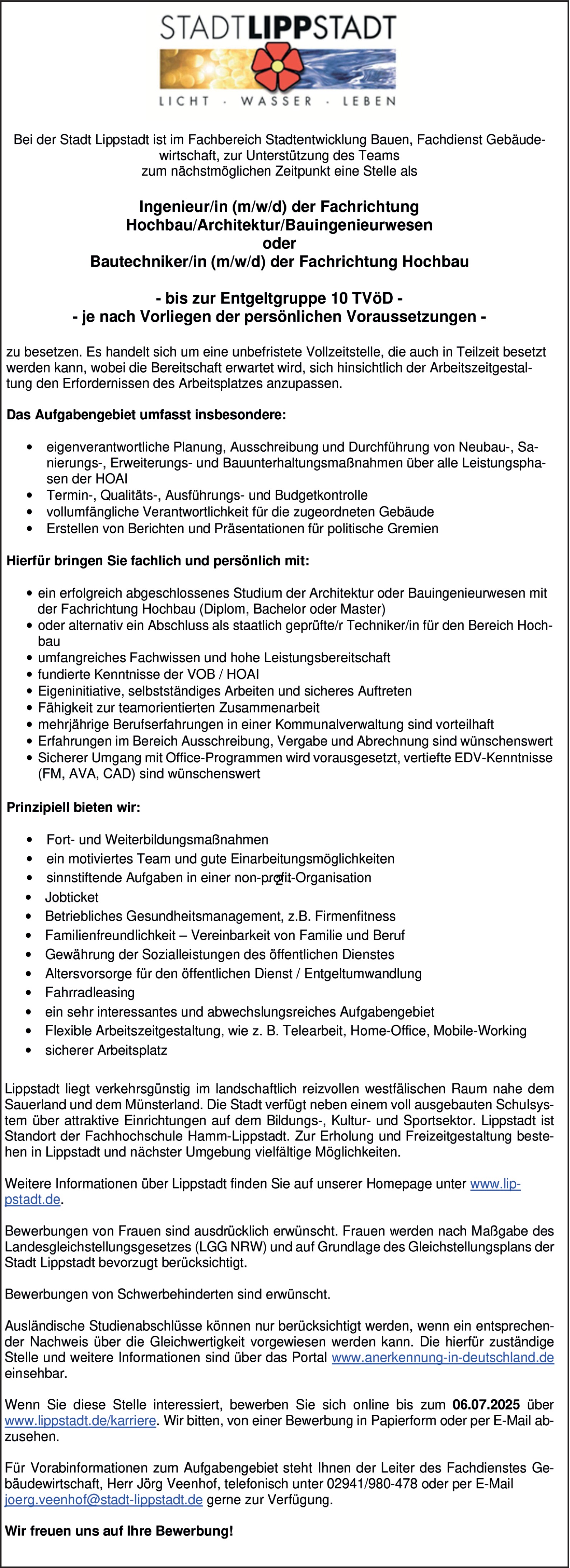 Architekt/in öffentlicher Dienst Nordrhein-Westfalen