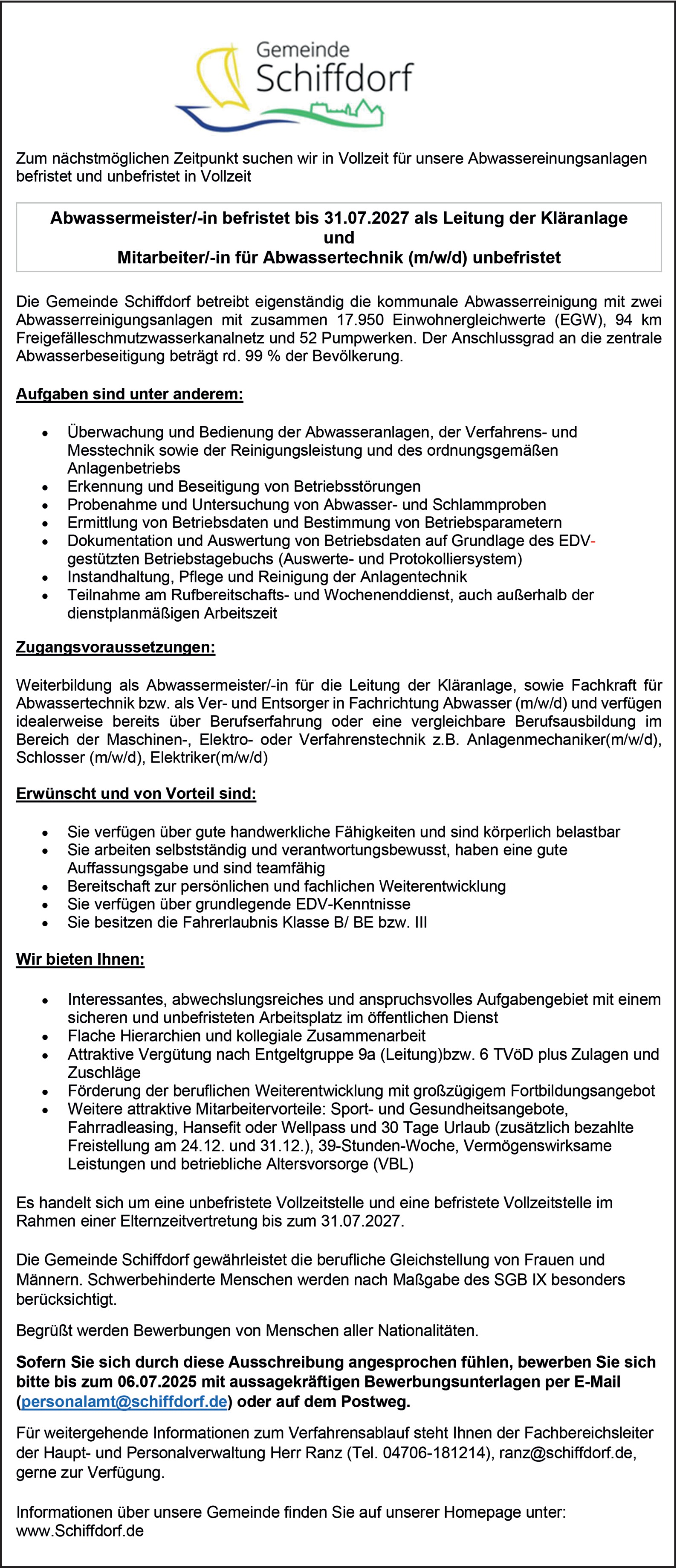 Leitung m/w/d Kläranlage