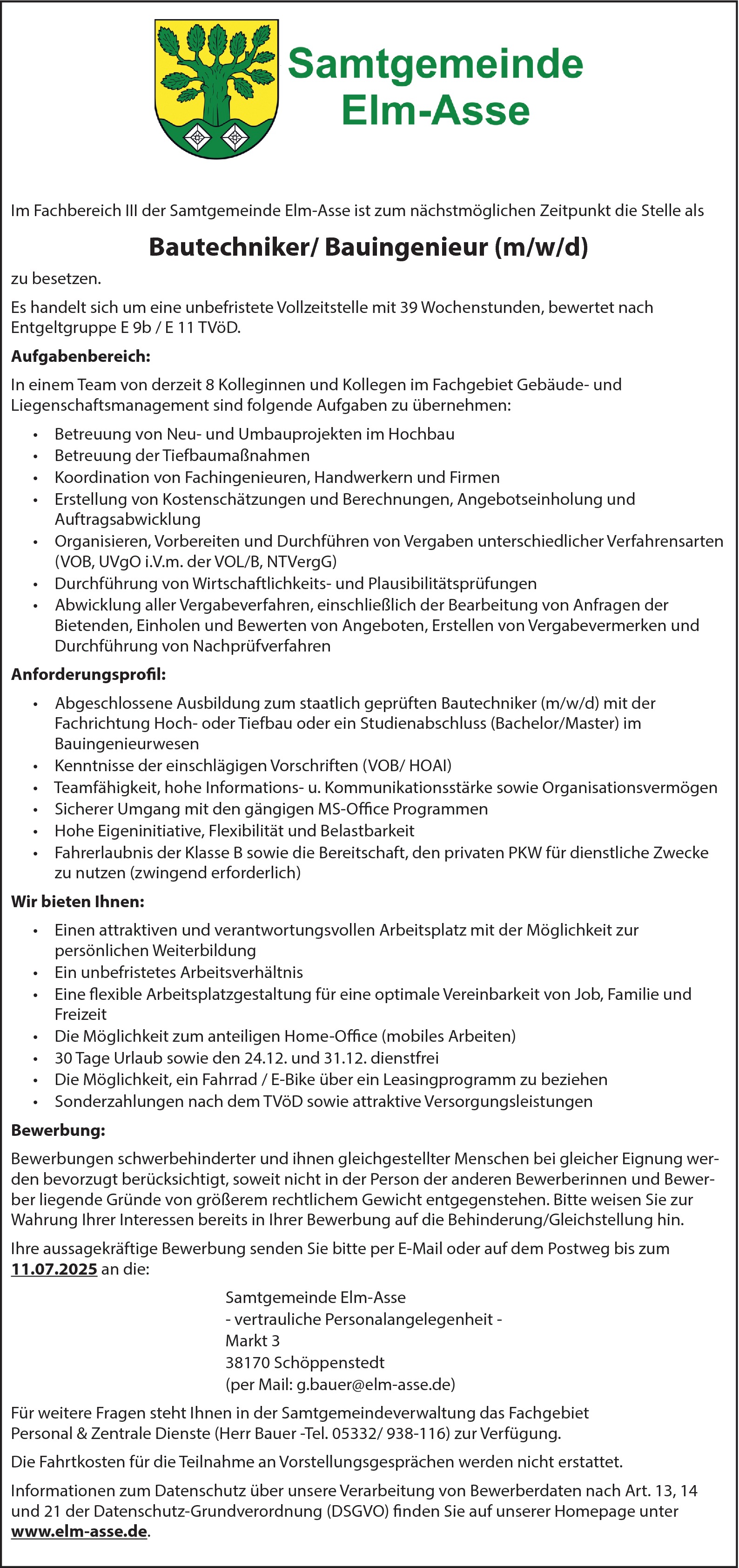 Tiefbautechniker (m/w/d)
