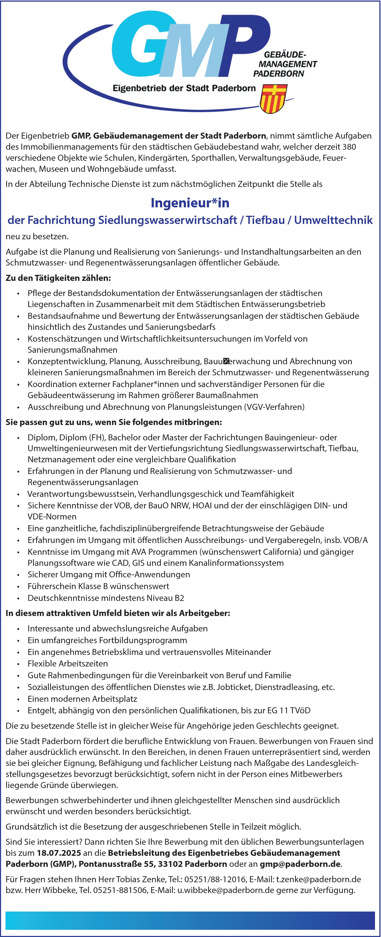 Ingenieur Siedlungswasserwirtschaft (m/w/d)