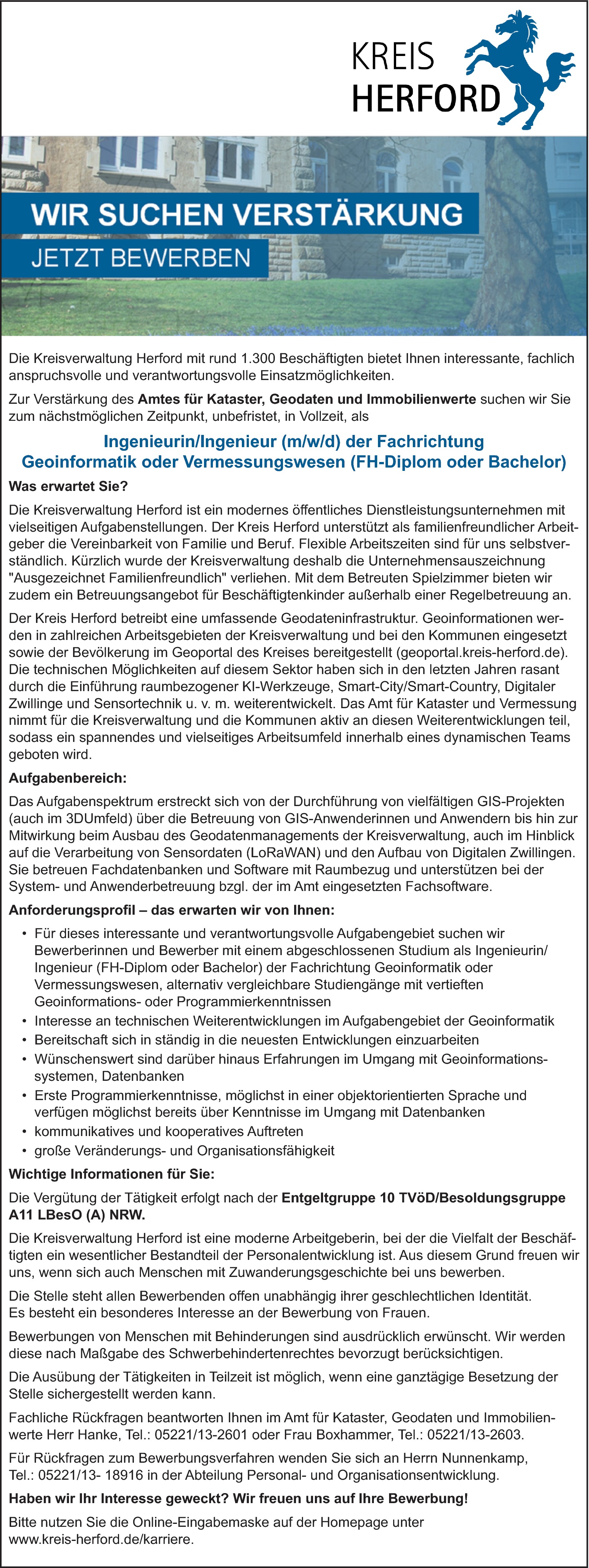 Ingenieur (m/w/d)  Geoinformatik | Vermessungswesen 