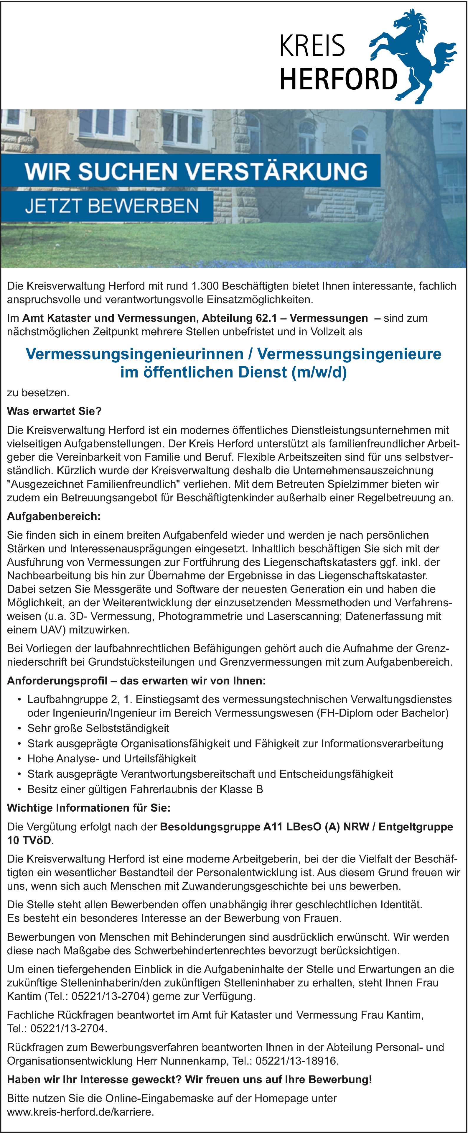 Vermessungsingenieurinnen / Vermessungsingenieure 