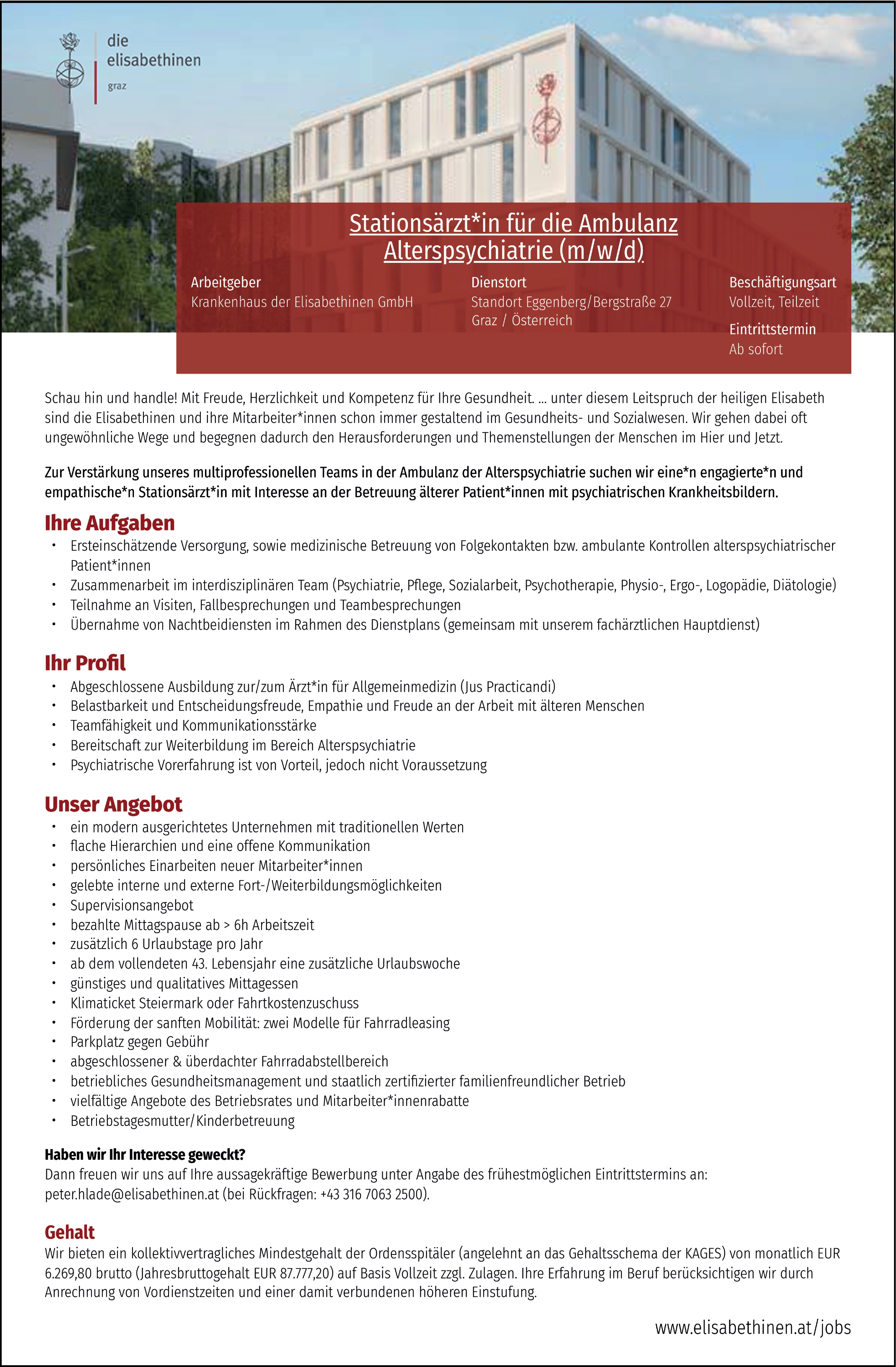 Stationsarzt für die Ambulanz Alterspsychiatrie m/w/d