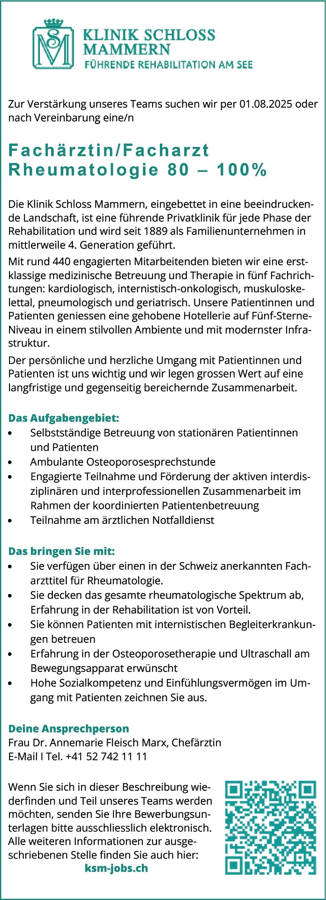 Facharzt m/w/d Rheumatologie 80 - 100 %