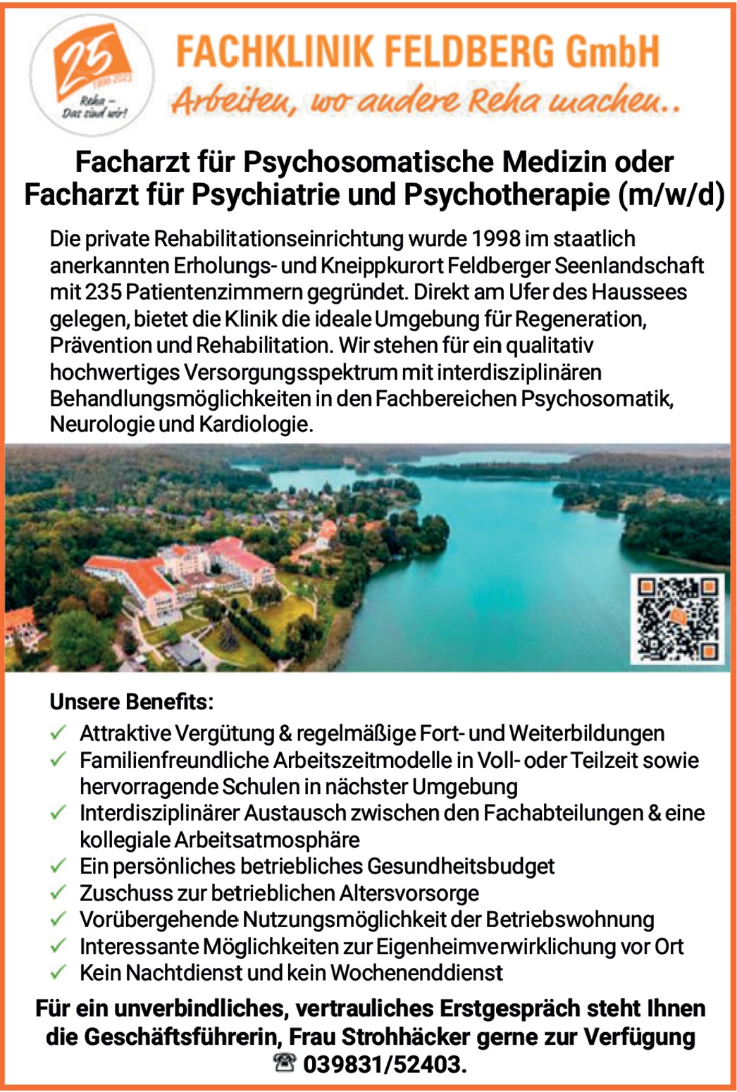 Facharzt für Psychosomatische Medizin oder Facharzt für Psychiatrie und Psychotherapie m/w/d