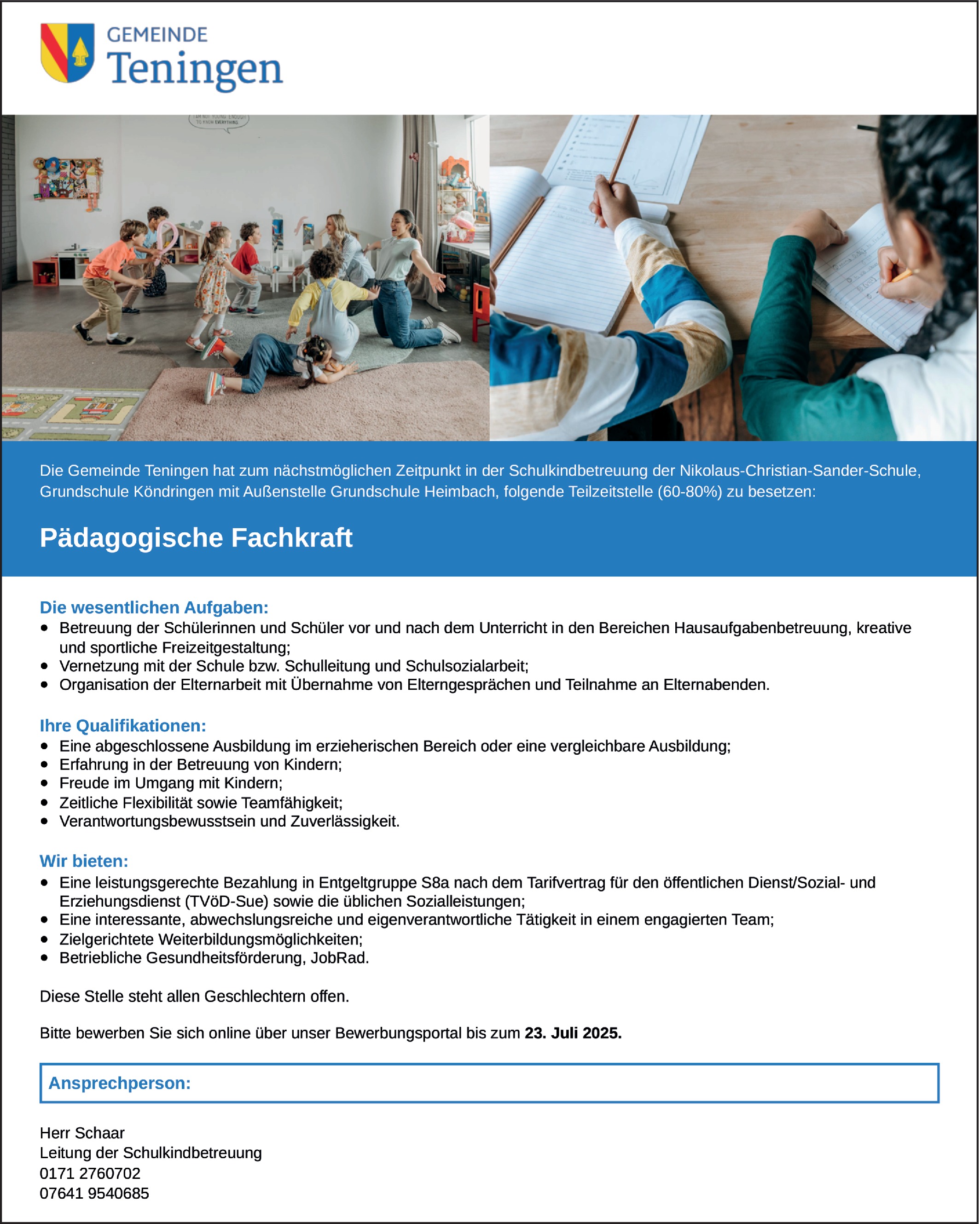 Pädagogische/r Betreuer/in m/w/d
