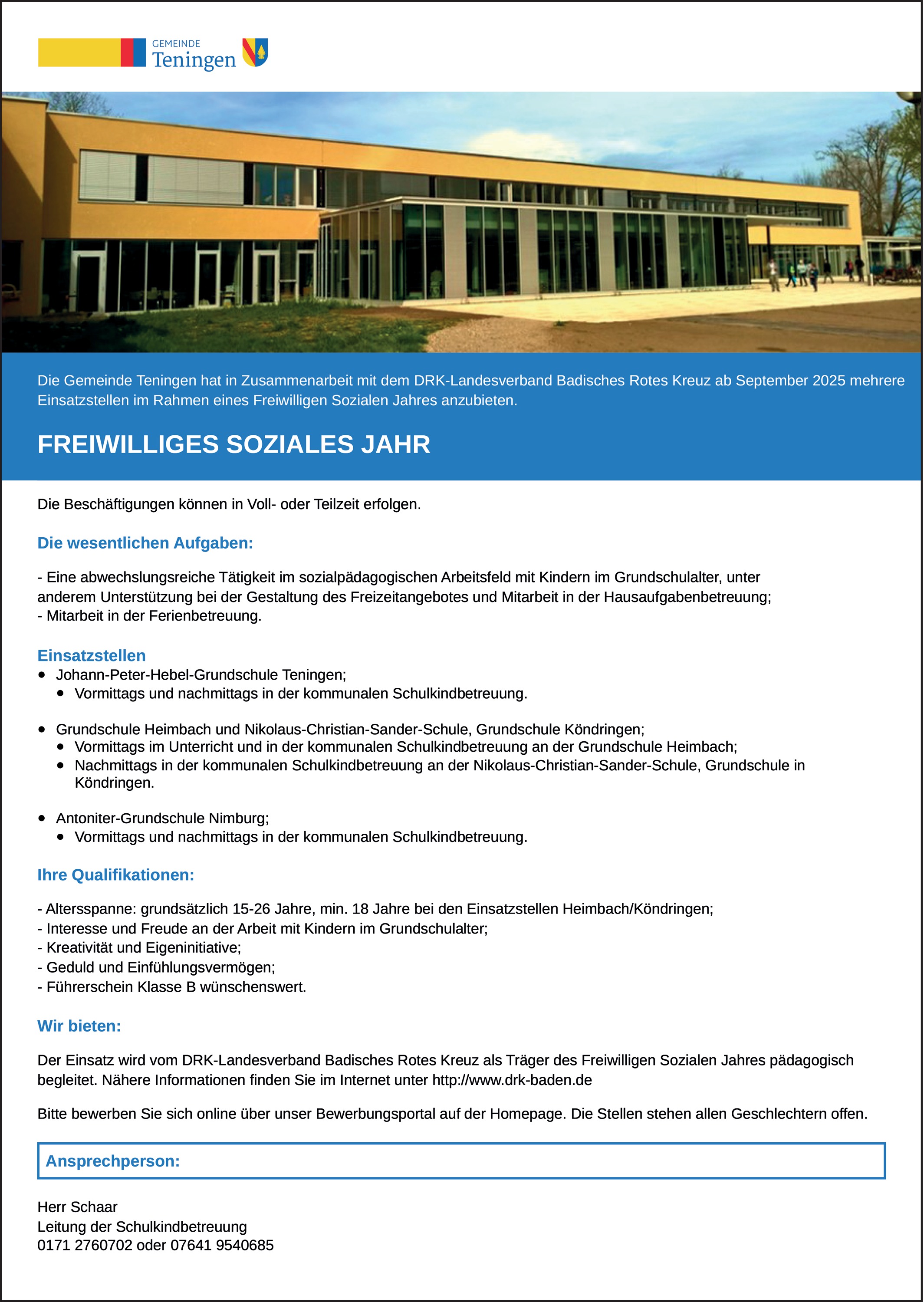 Freiwilliges soziales Jahr als Sozialpädagoge/-pädagogin m/w/d