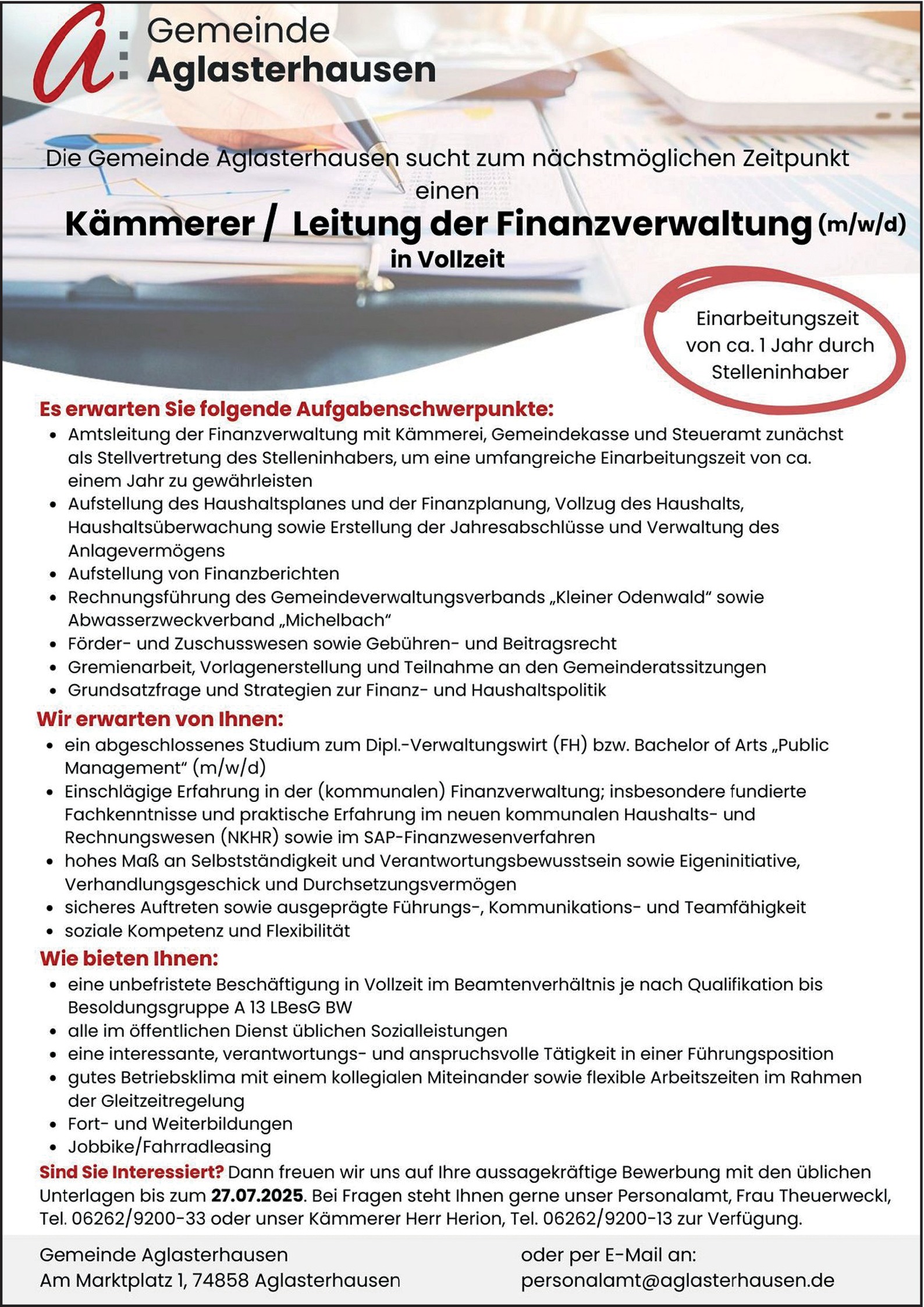 Leitung Finanzverwaltung (m/w/d)