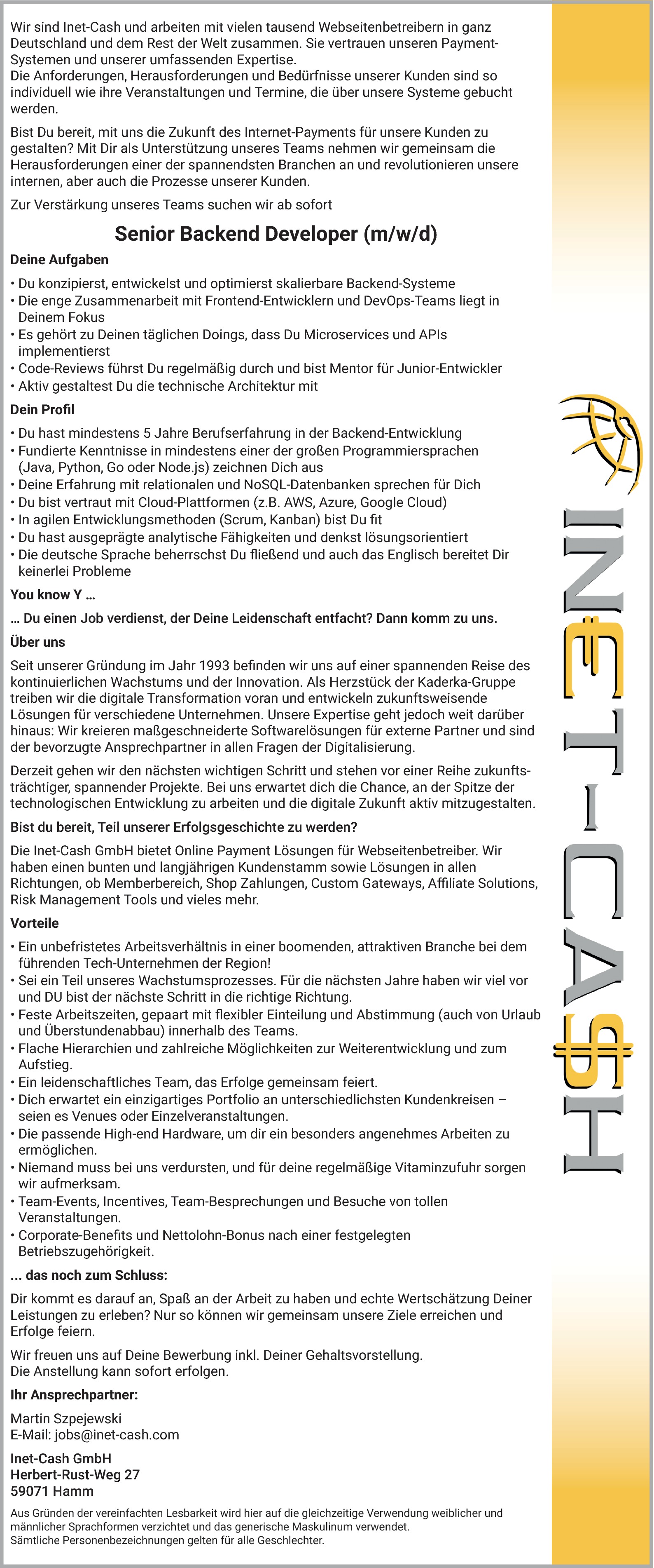 Senior Backend Developer (m/w/d)