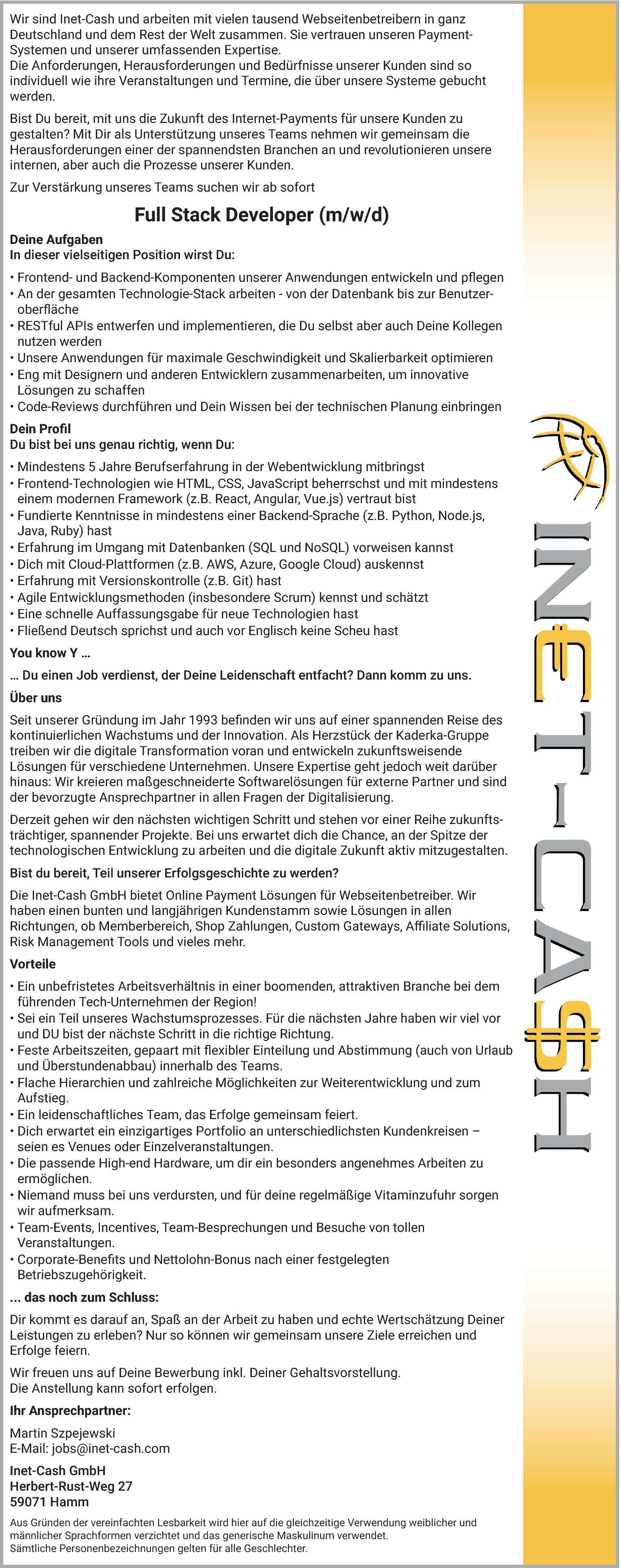 Full Stack Developer (m/w/d)