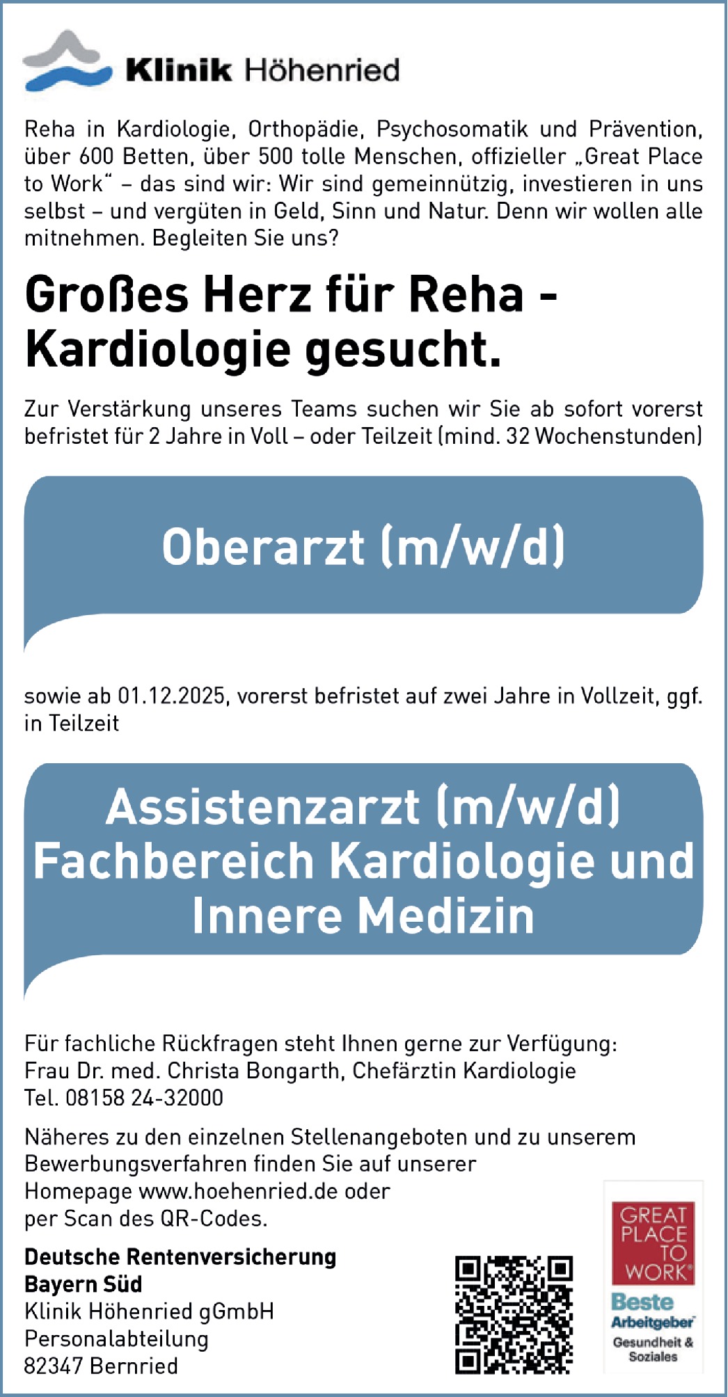 Oberarzt Fachbereich Kardiologie m/w/d