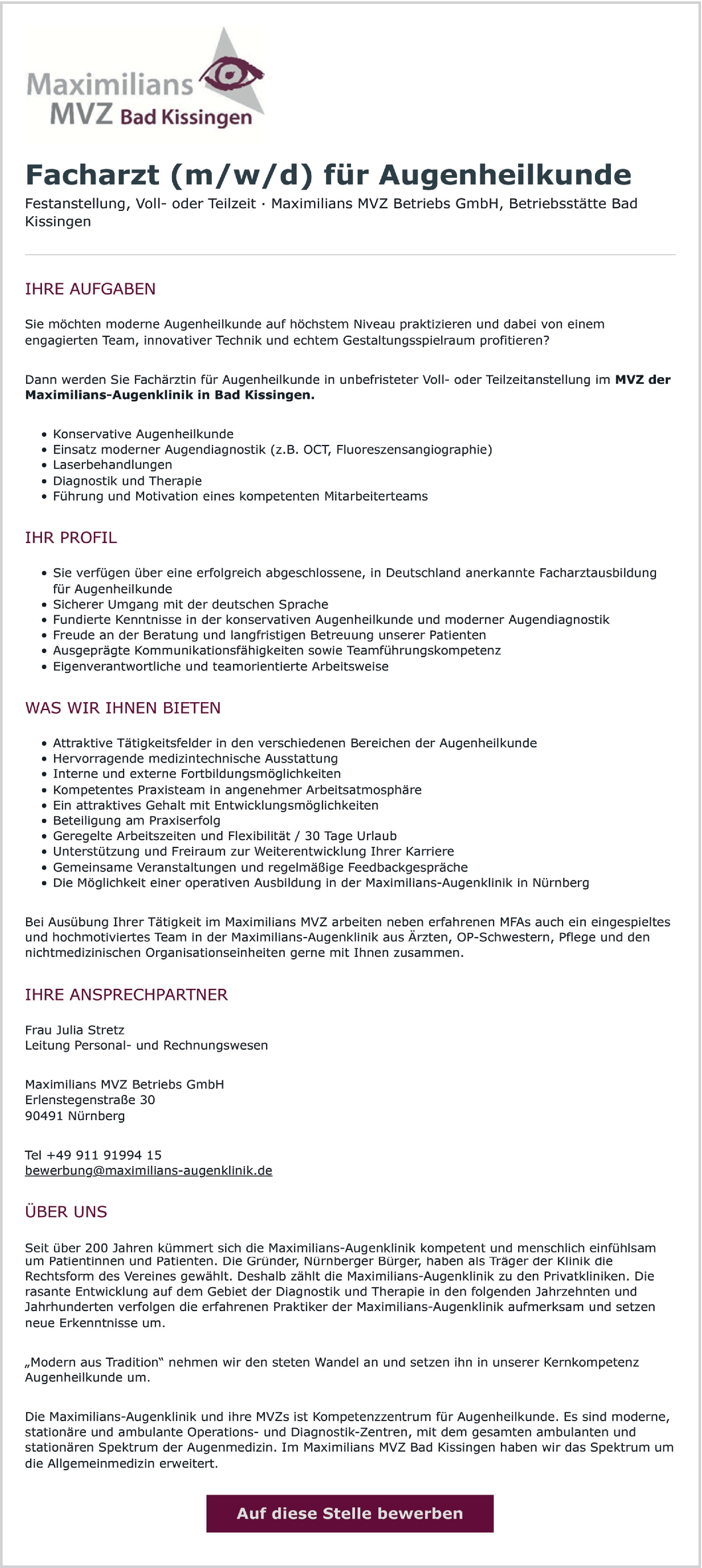 Facharzt für Augenheilkunde m/w/d