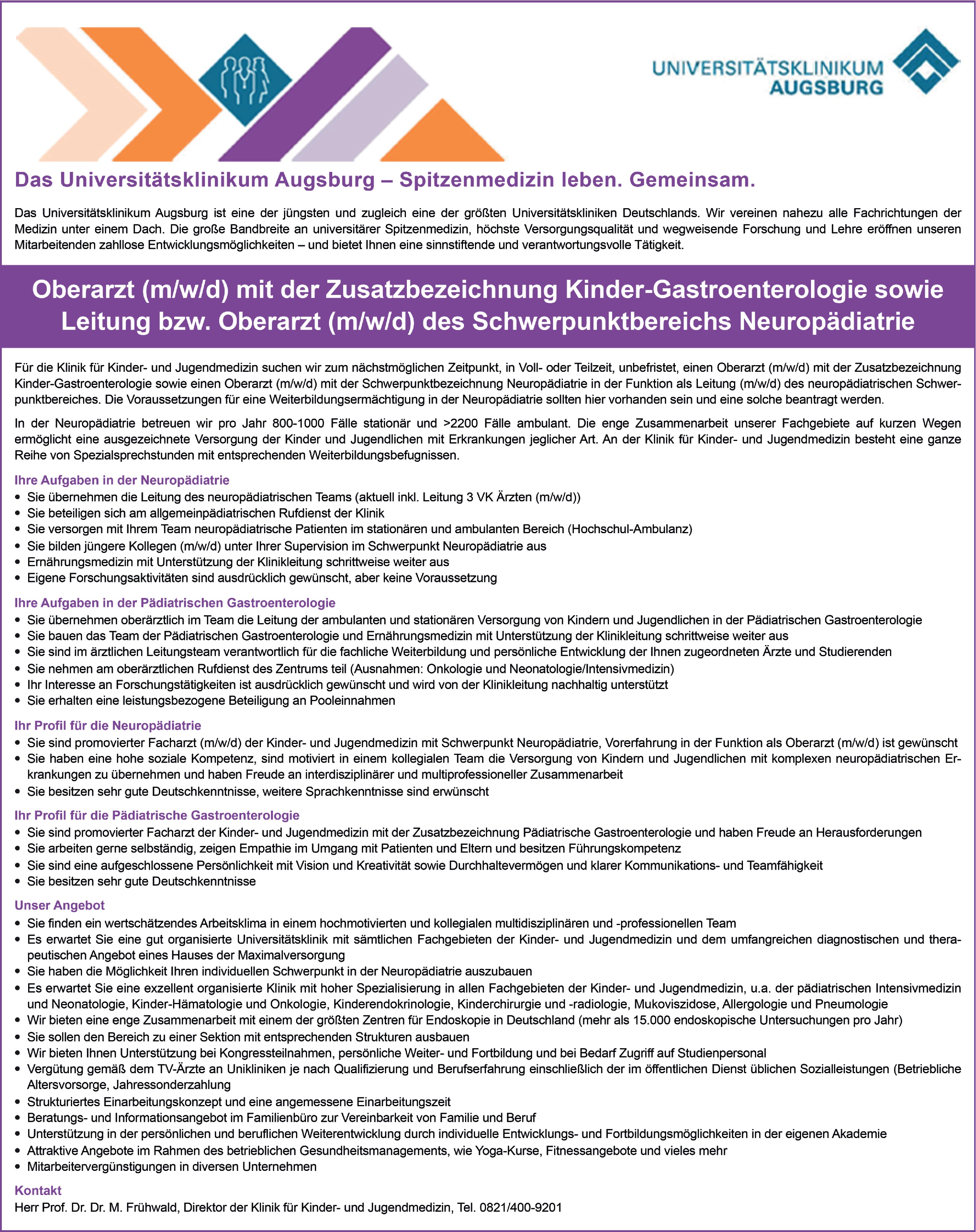 Oberarzt mit der Zusatzbezeichnung Kinder-Gastroenterologie m/w/d